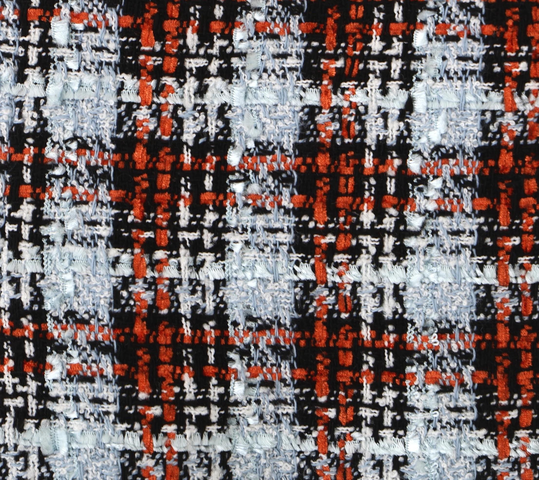 ツィードチェックビジュー釦ミニスカート ブルー1