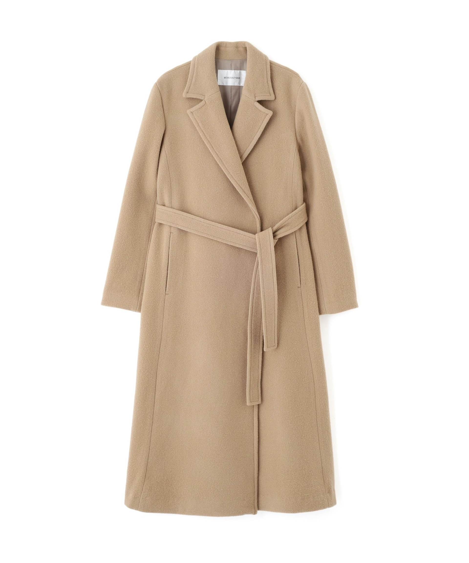 テーラーベルテッドロングコート ソフトキャメル1