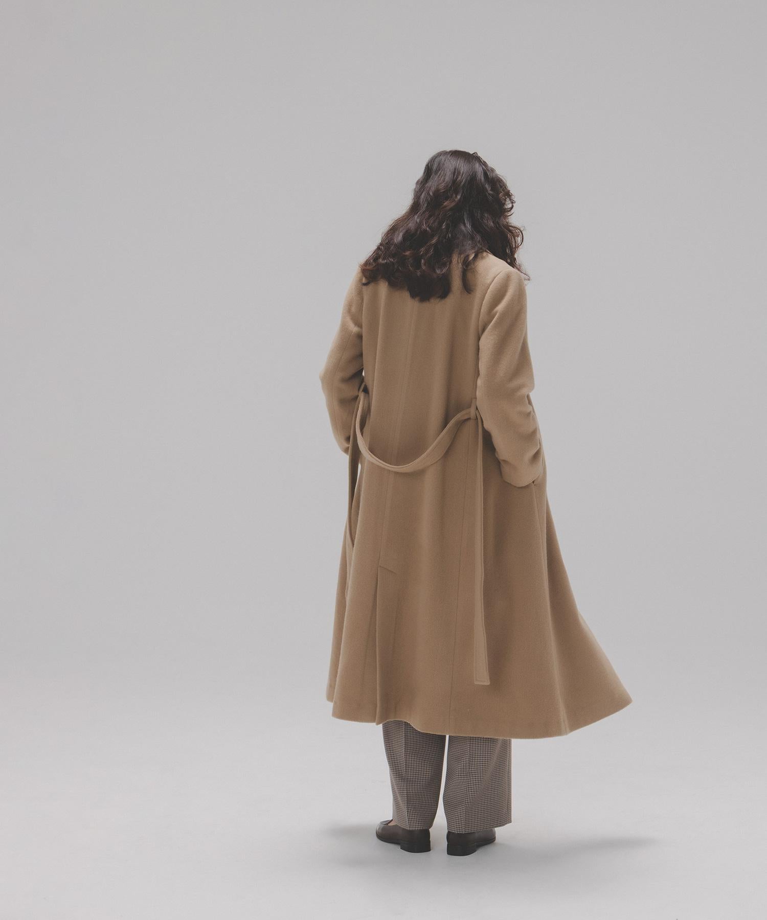 テーラーベルテッドロングコート ソフトキャメル1