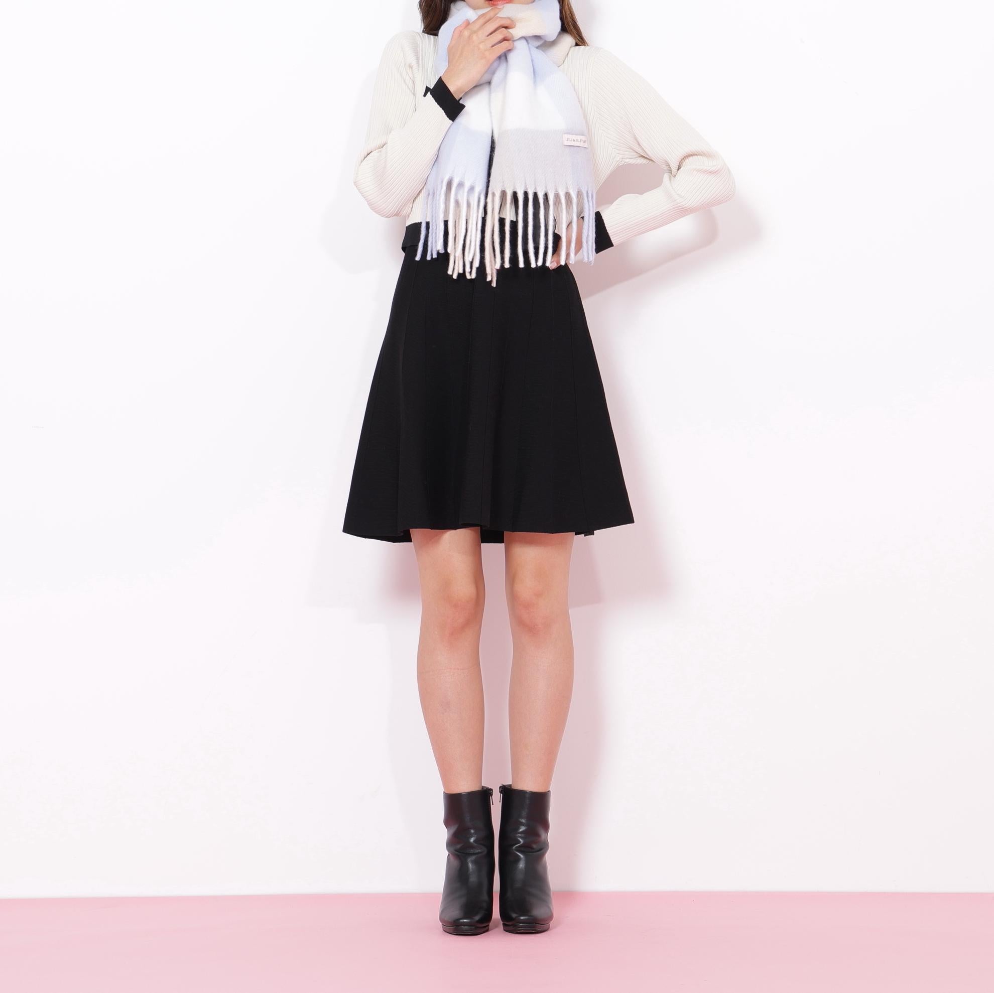 ブロックチェックストール ブルー