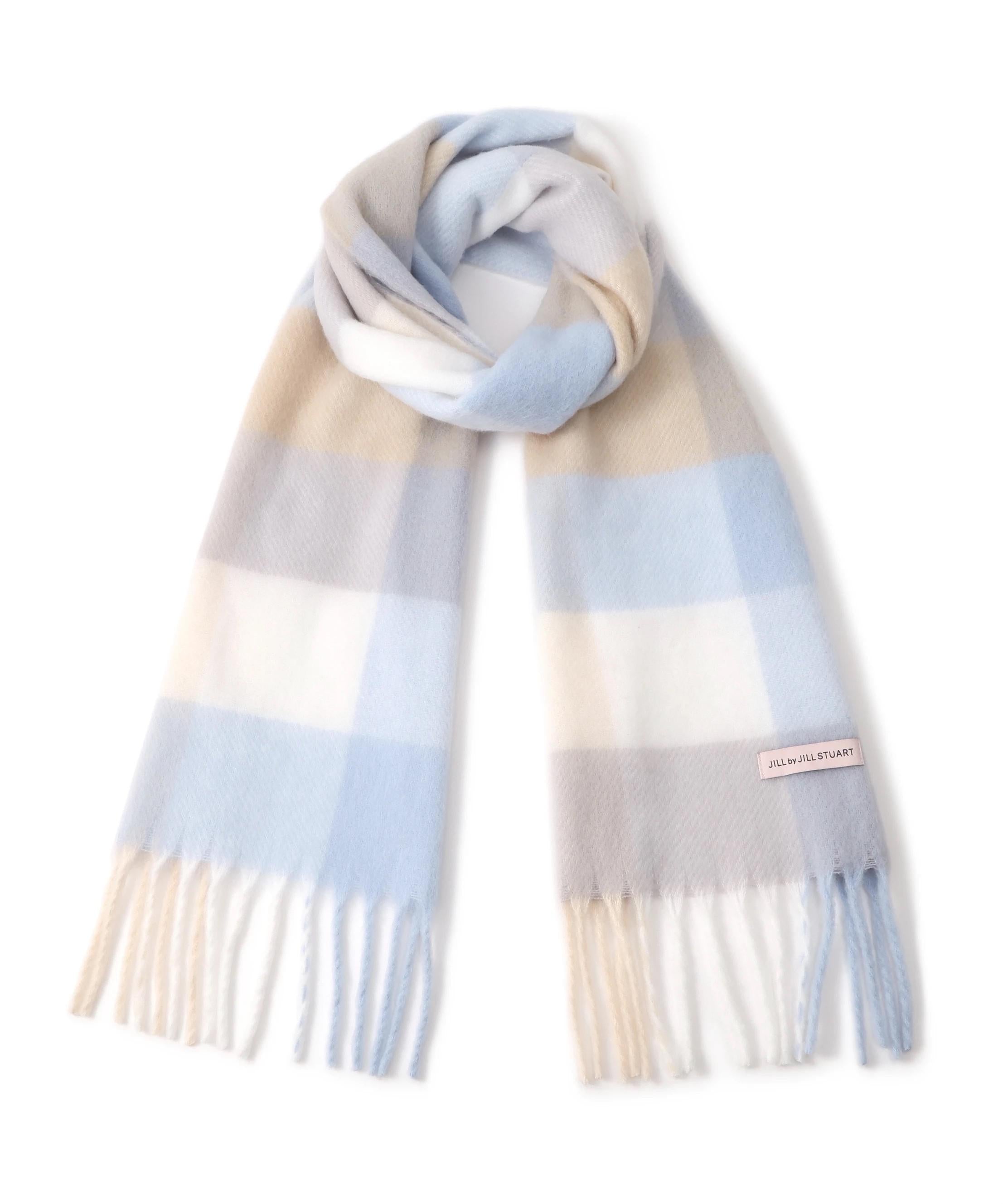 ブロックチェックストール ブルー