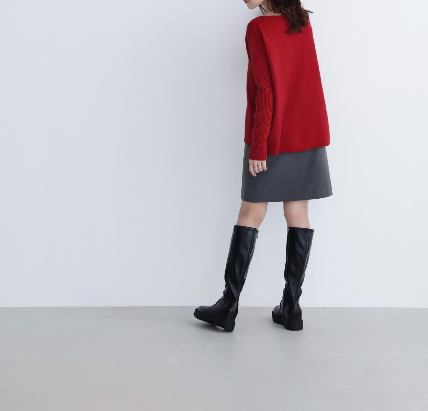 ウールブレンドヘアリーニット レッド