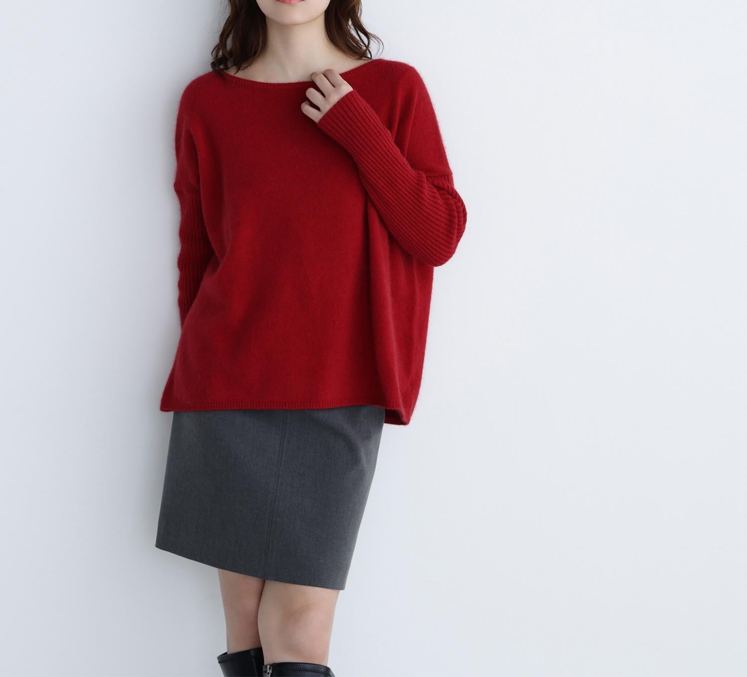 ウールブレンドヘアリーニット レッド