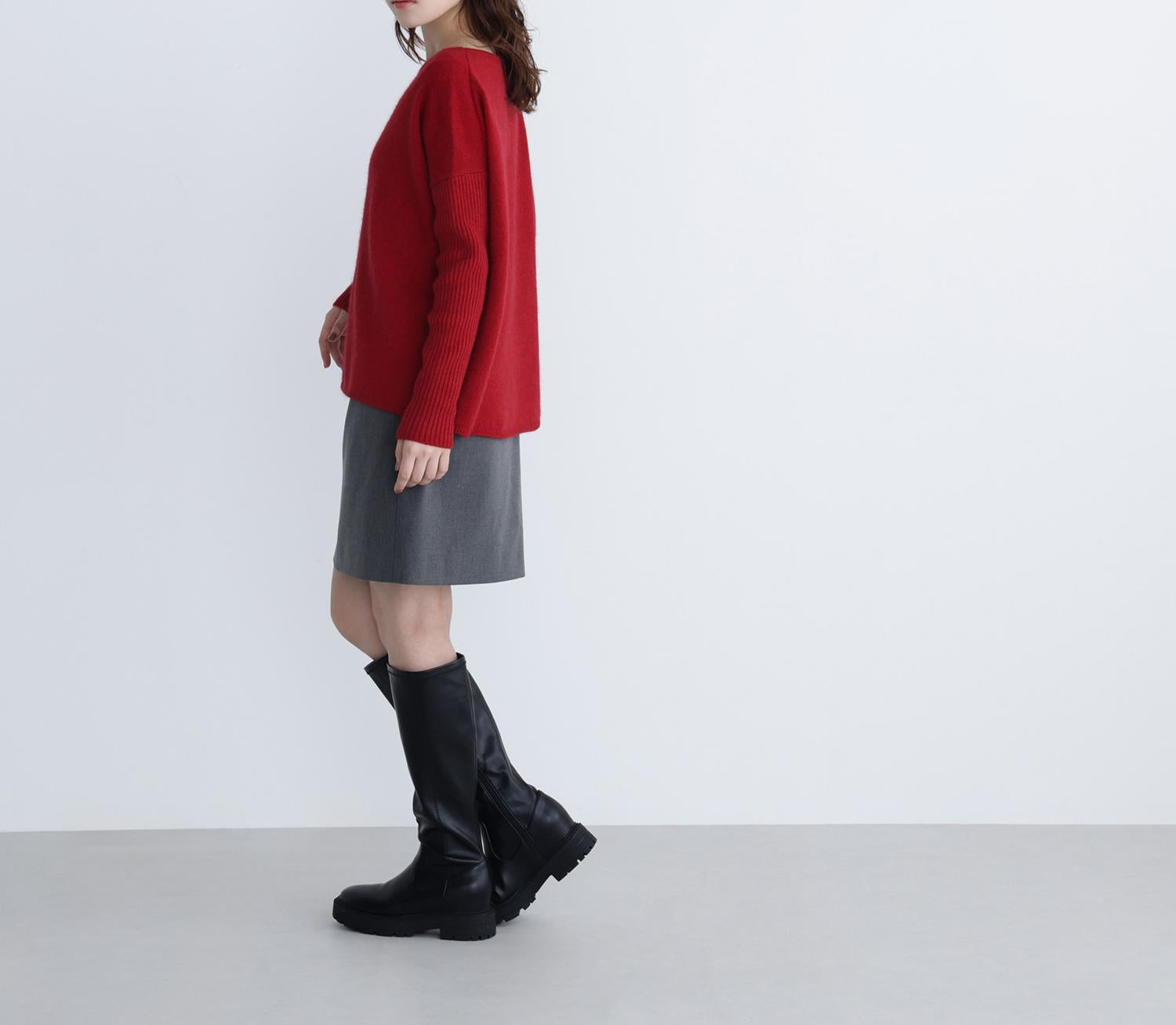 ウールブレンドヘアリーニット レッド