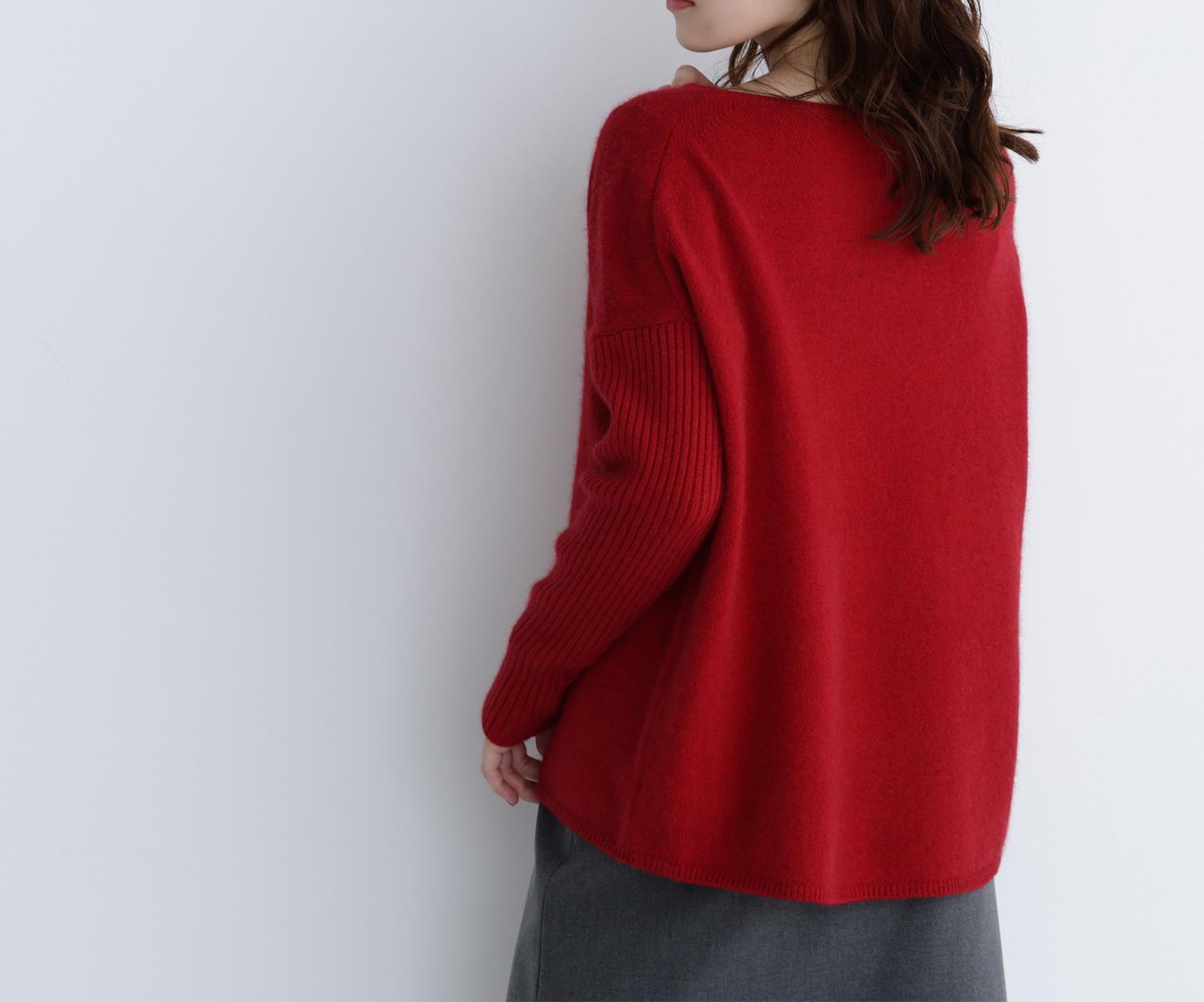 ウールブレンドヘアリーニット レッド