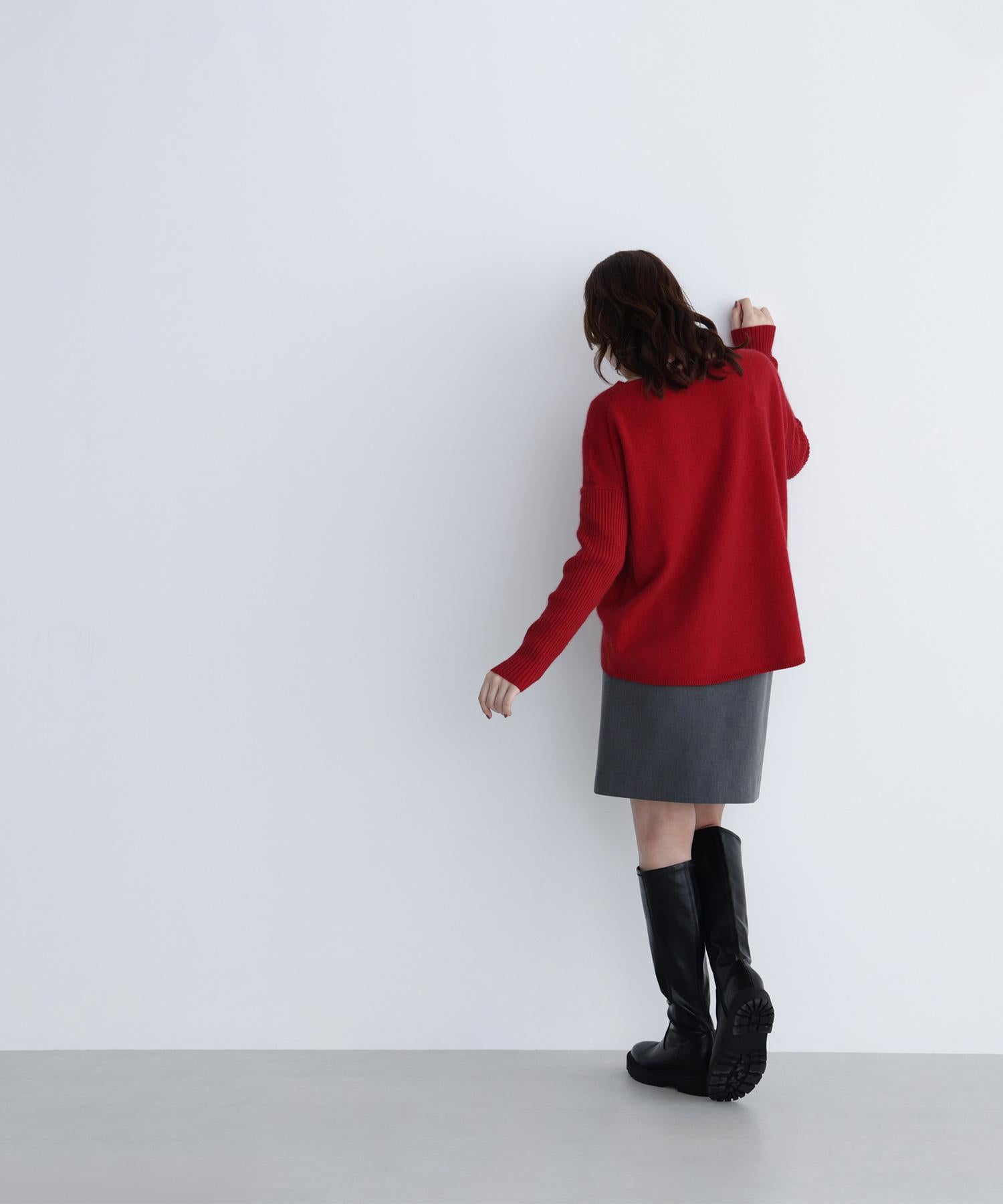 ウールブレンドヘアリーニット レッド