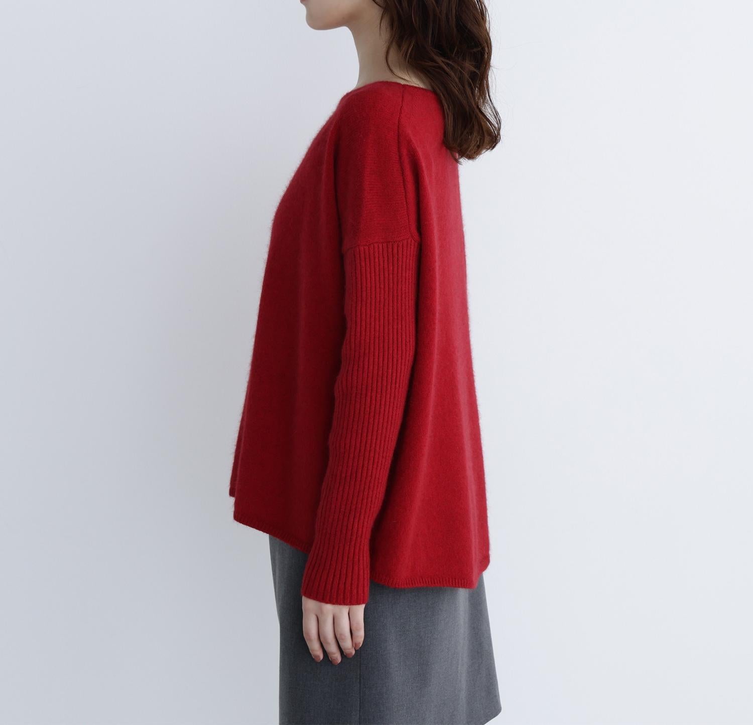 ウールブレンドヘアリーニット レッド