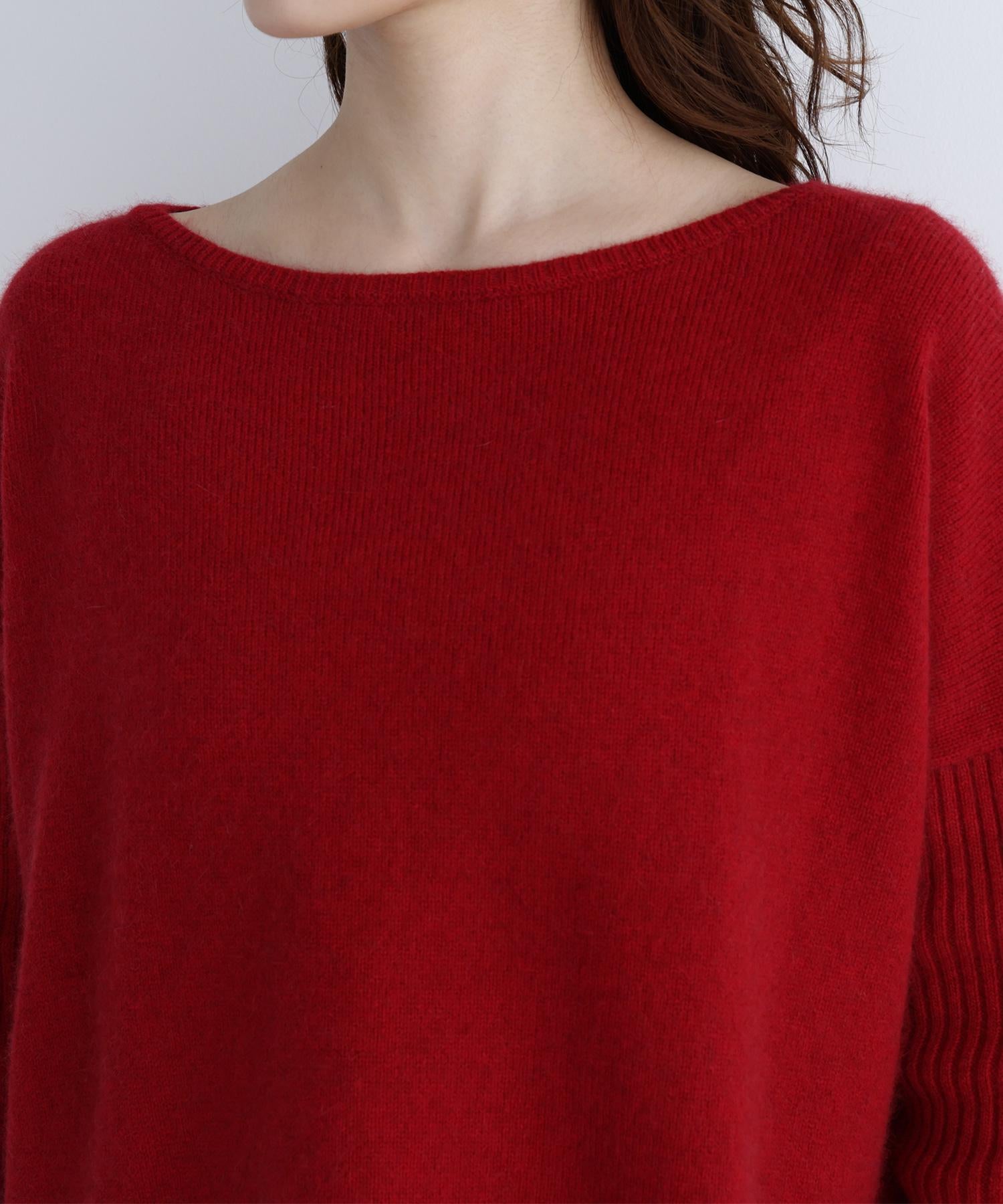 ウールブレンドヘアリーニット レッド