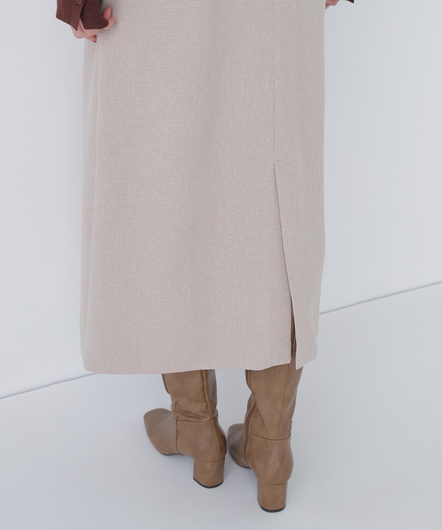 ベルト付Vネックジャンスカ ベージュベース2