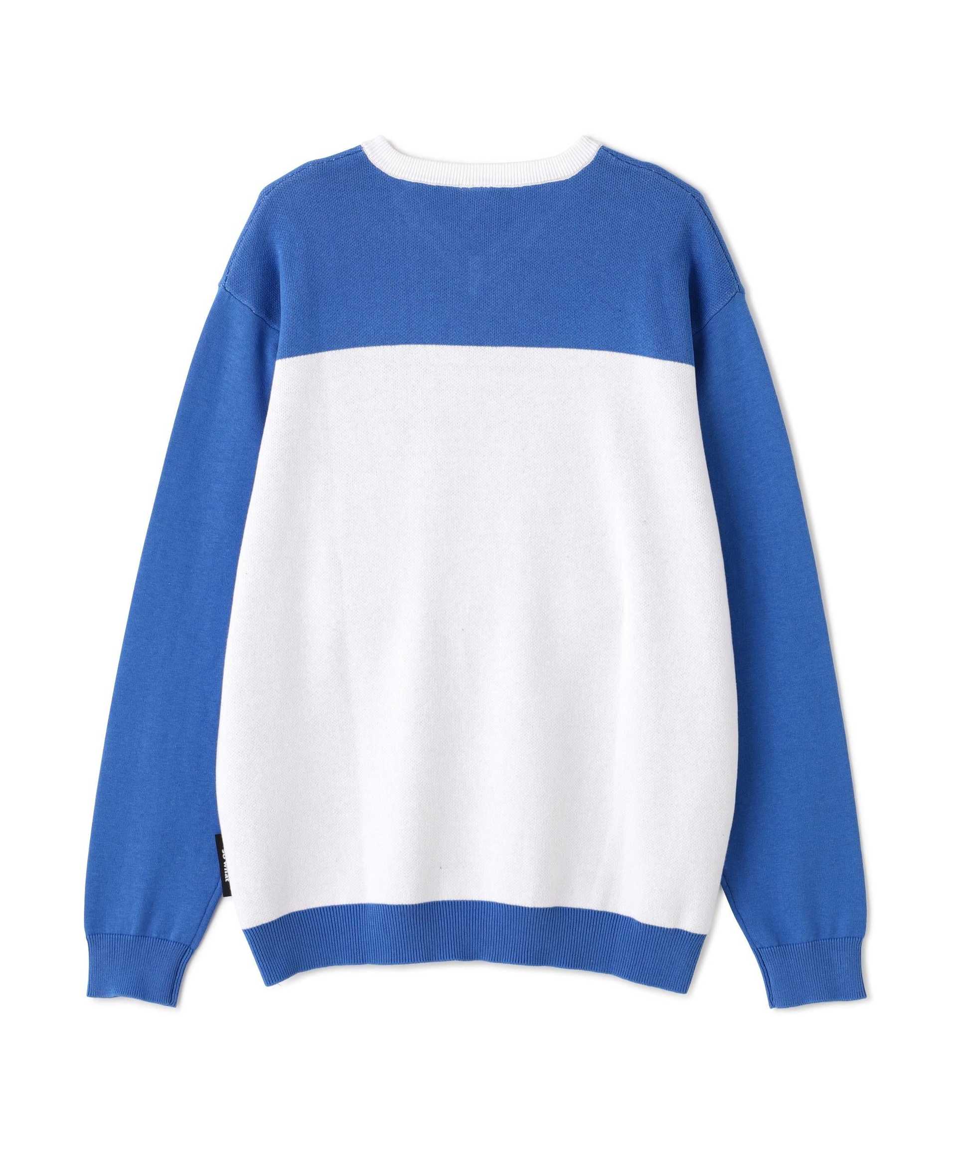 ovepint/オーバープリント/OVAL V NECK COTTON KNIT ブルー