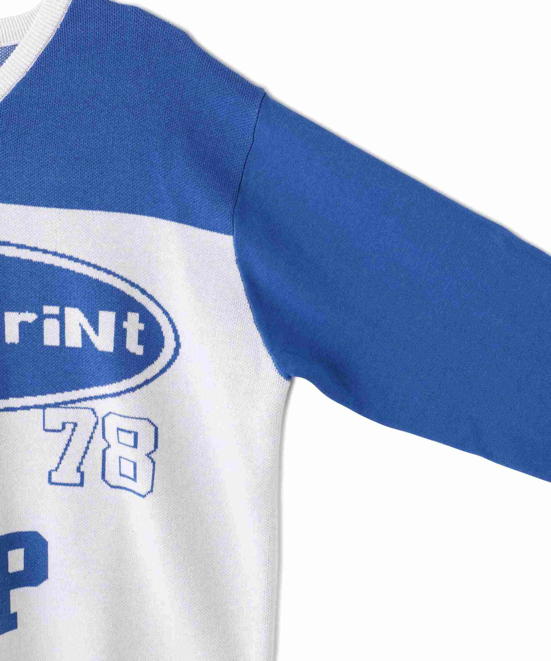 ovepint/オーバープリント/OVAL V NECK COTTON KNIT ブルー
