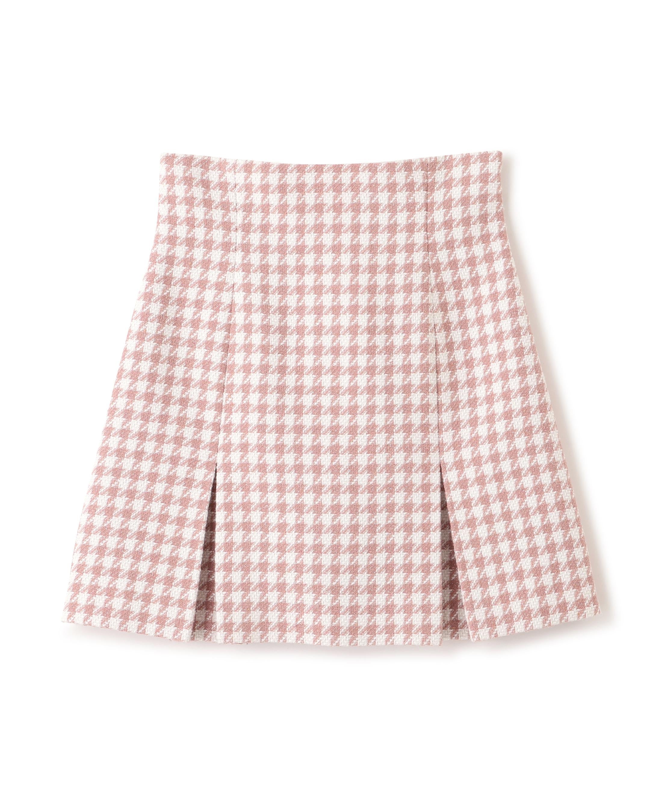 千鳥ツイードタイトミニスカート ピンク1