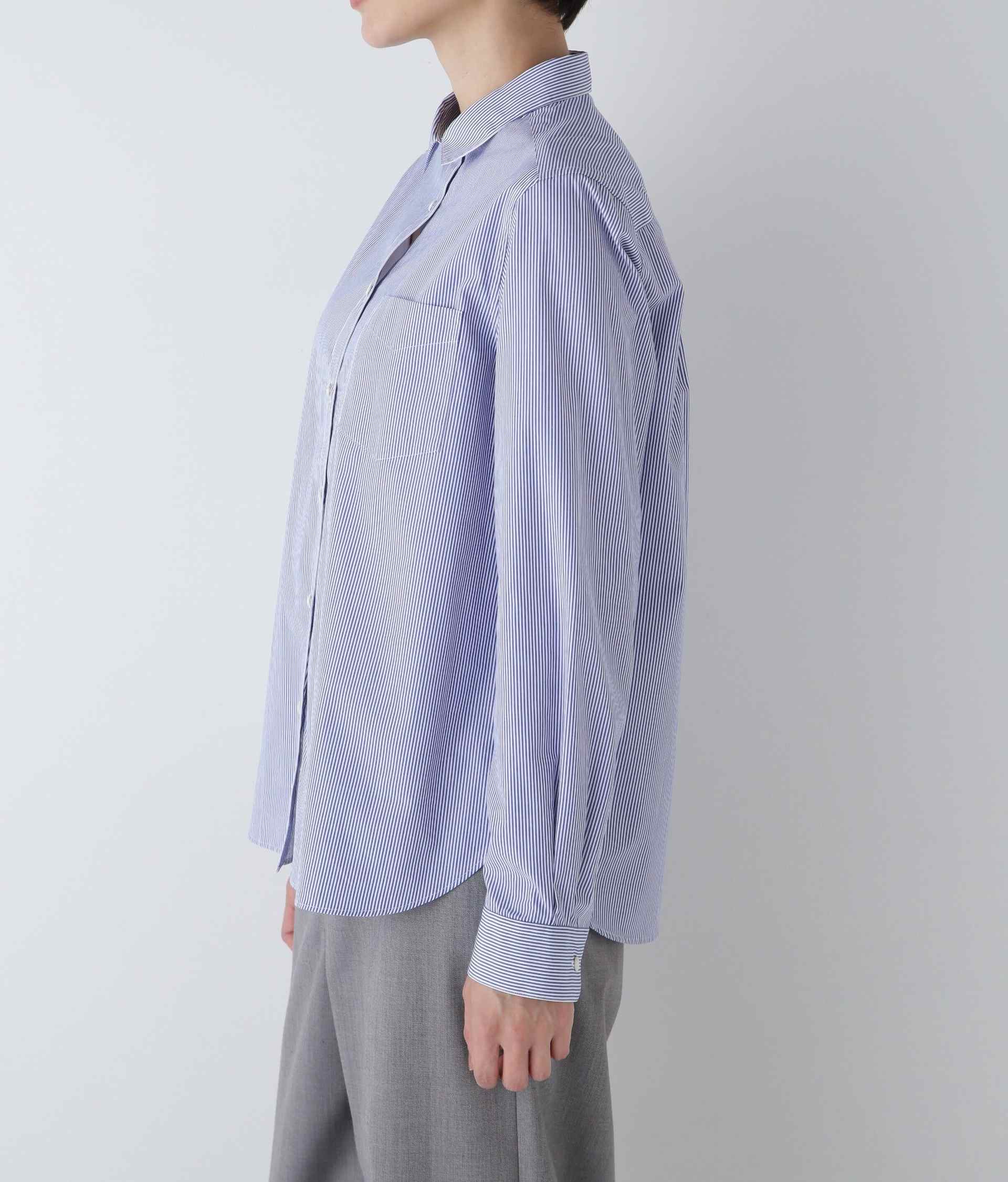 ◆コットンベーシックシャツ ブルーロンスト3