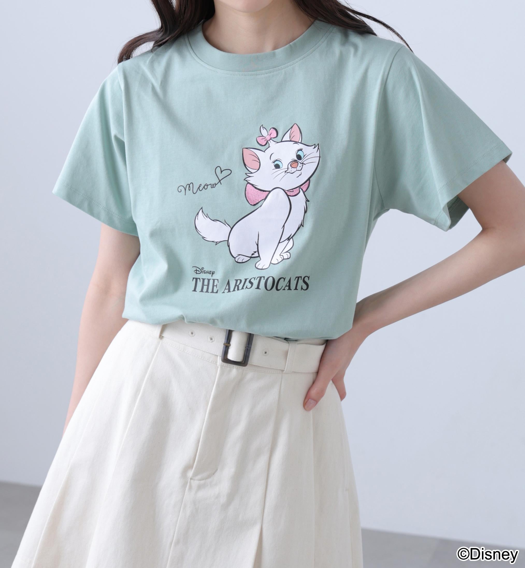 別注ミニーマウス＆マリーTシャツ ミントマリー