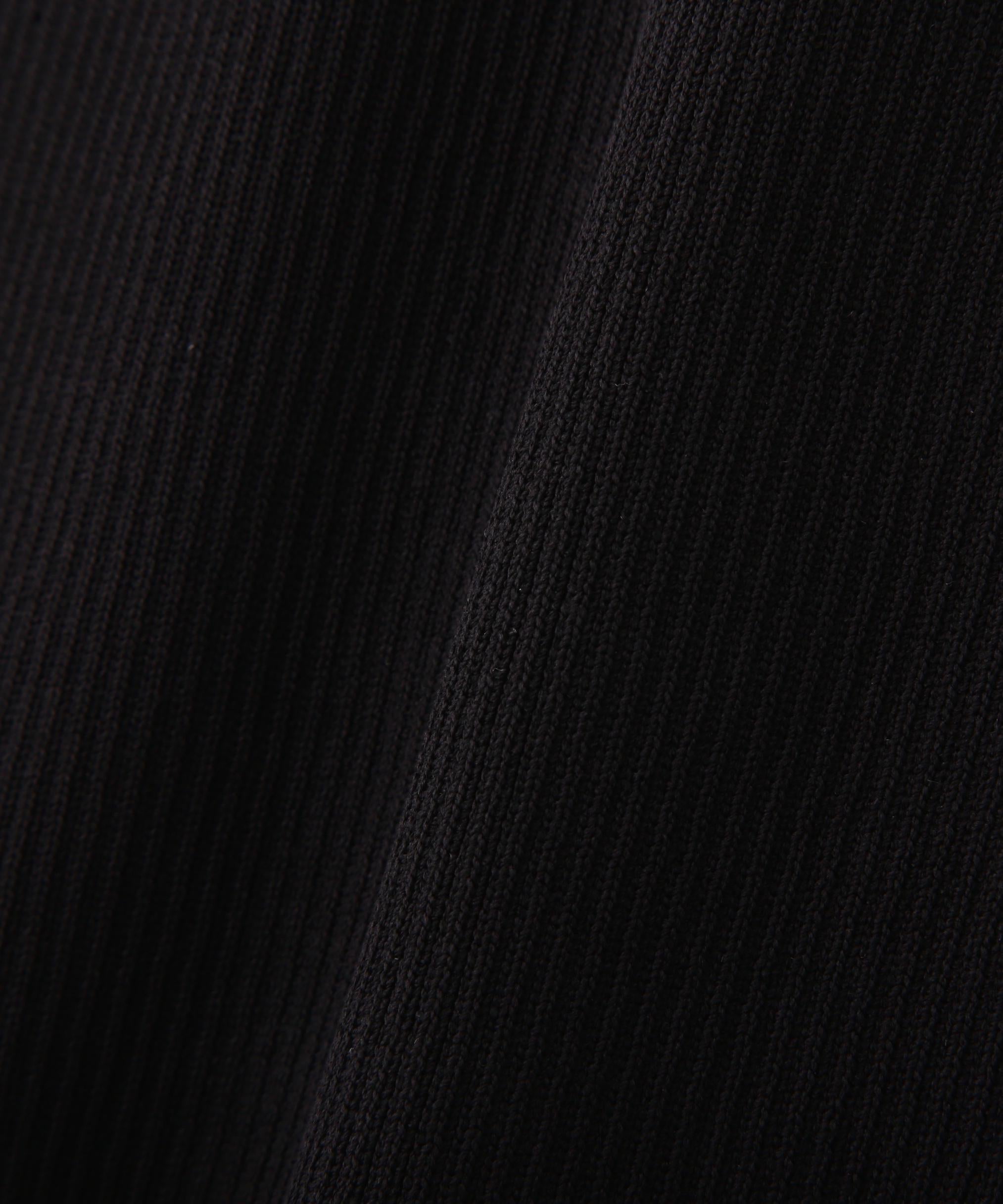 配色ラインポロニットワンピース ブラック