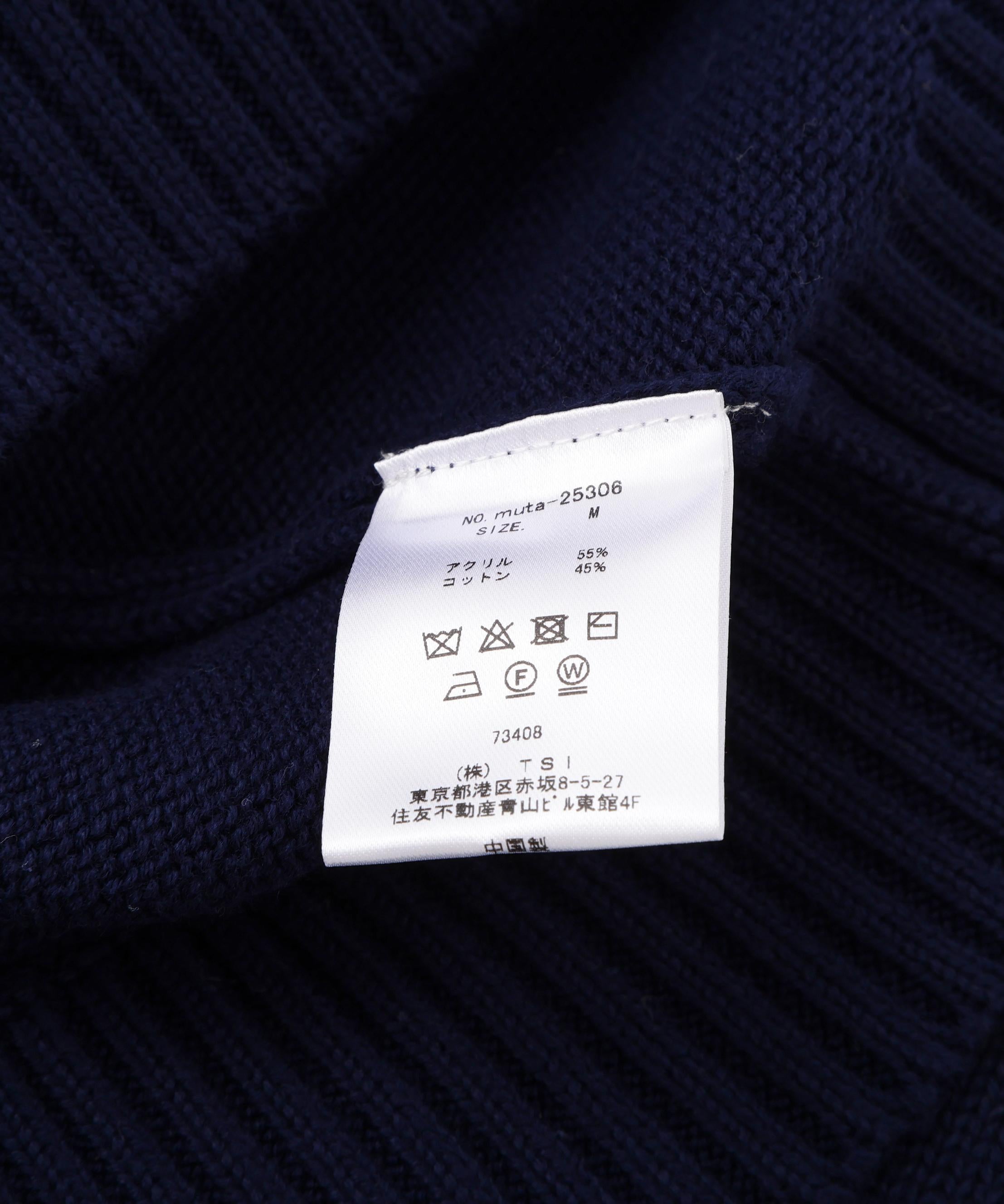 muta MA>INE/ムータ マリン/別注 WAVE C>EW KNIT ネイビー
