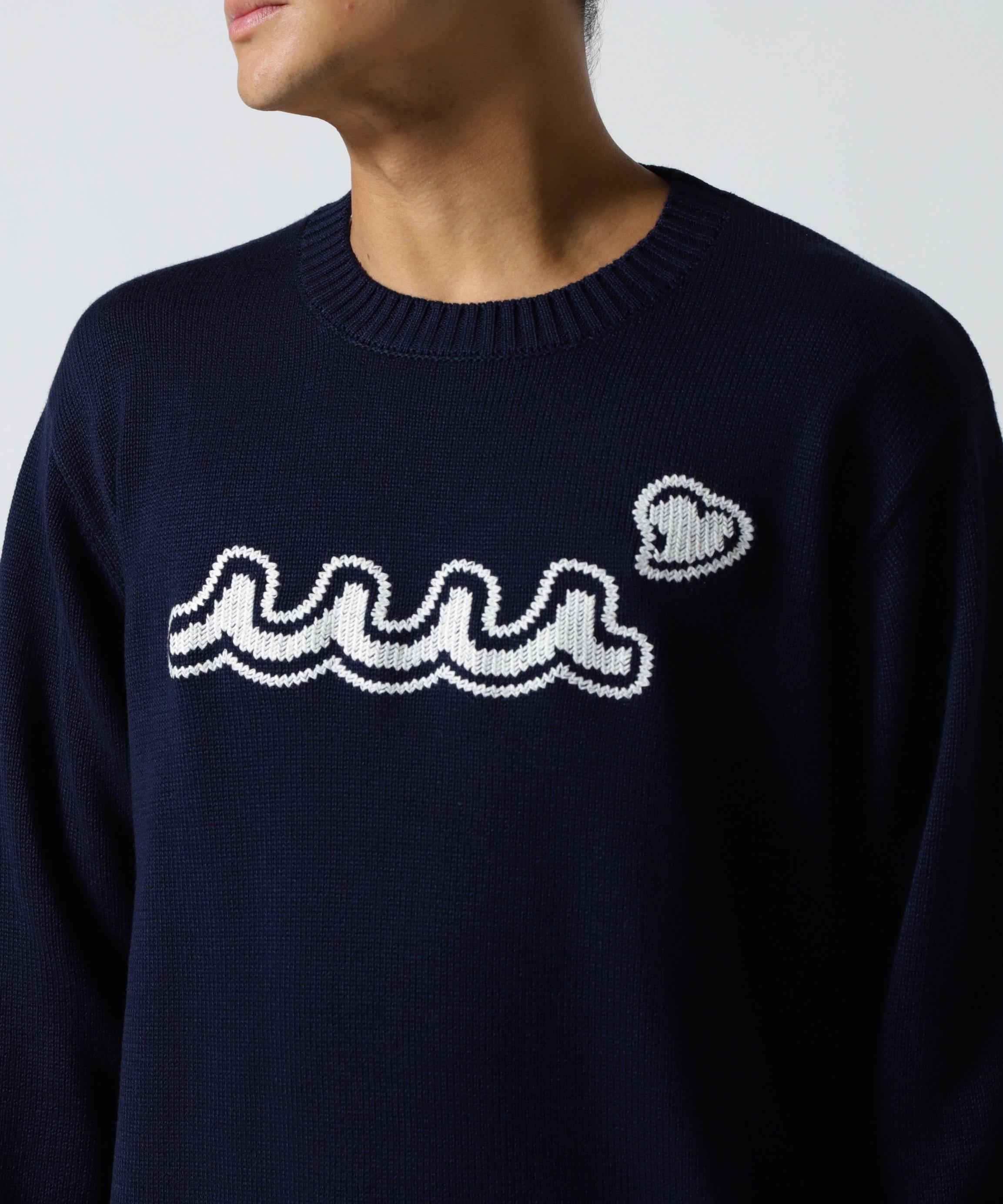 muta MA>INE/ムータ マリン/別注 WAVE C>EW KNIT ネイビー