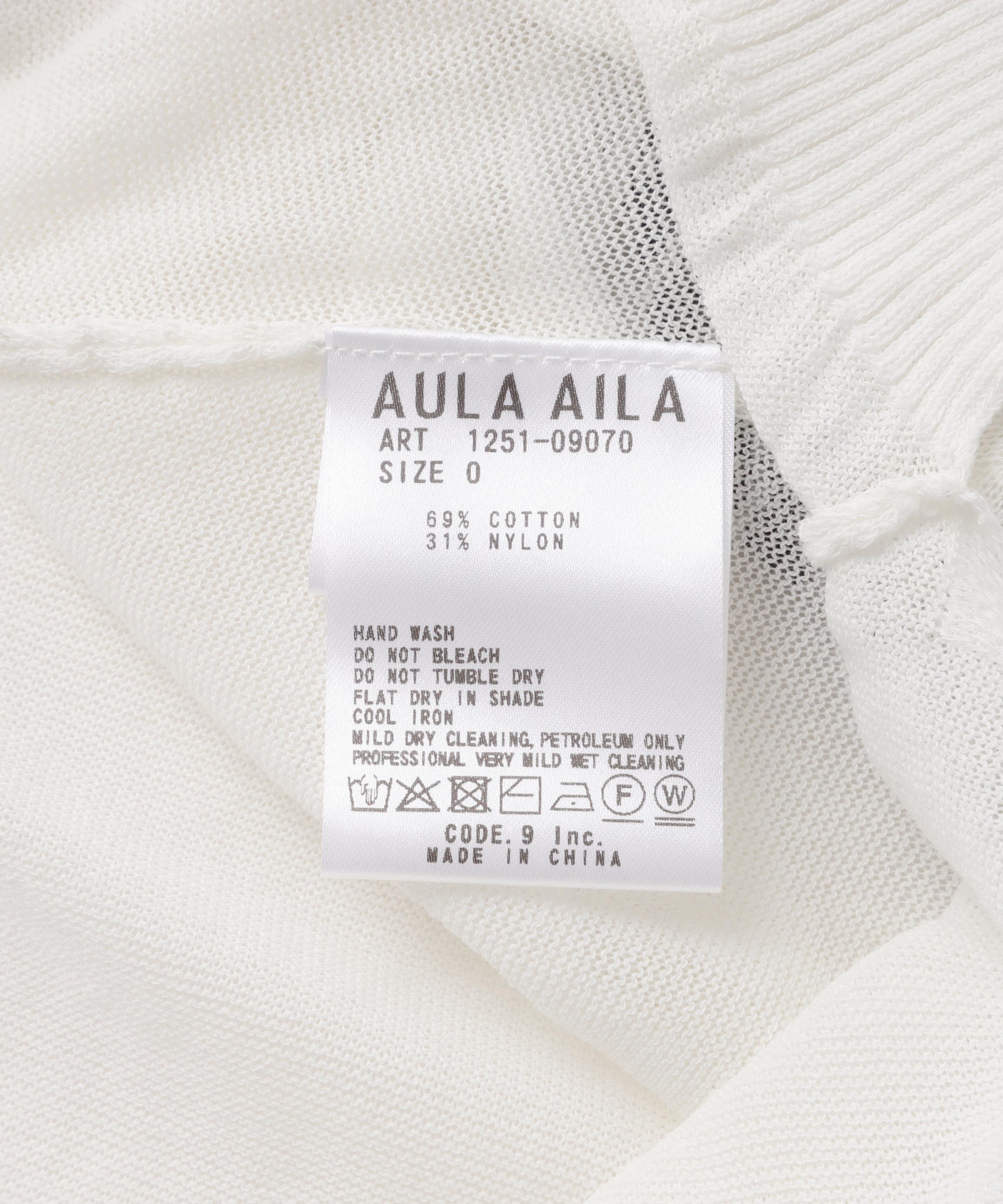 AULA AILA/アウラアイラ/別注 COLOR BLOCK SHEER KNIT CARDIGAN サックス1