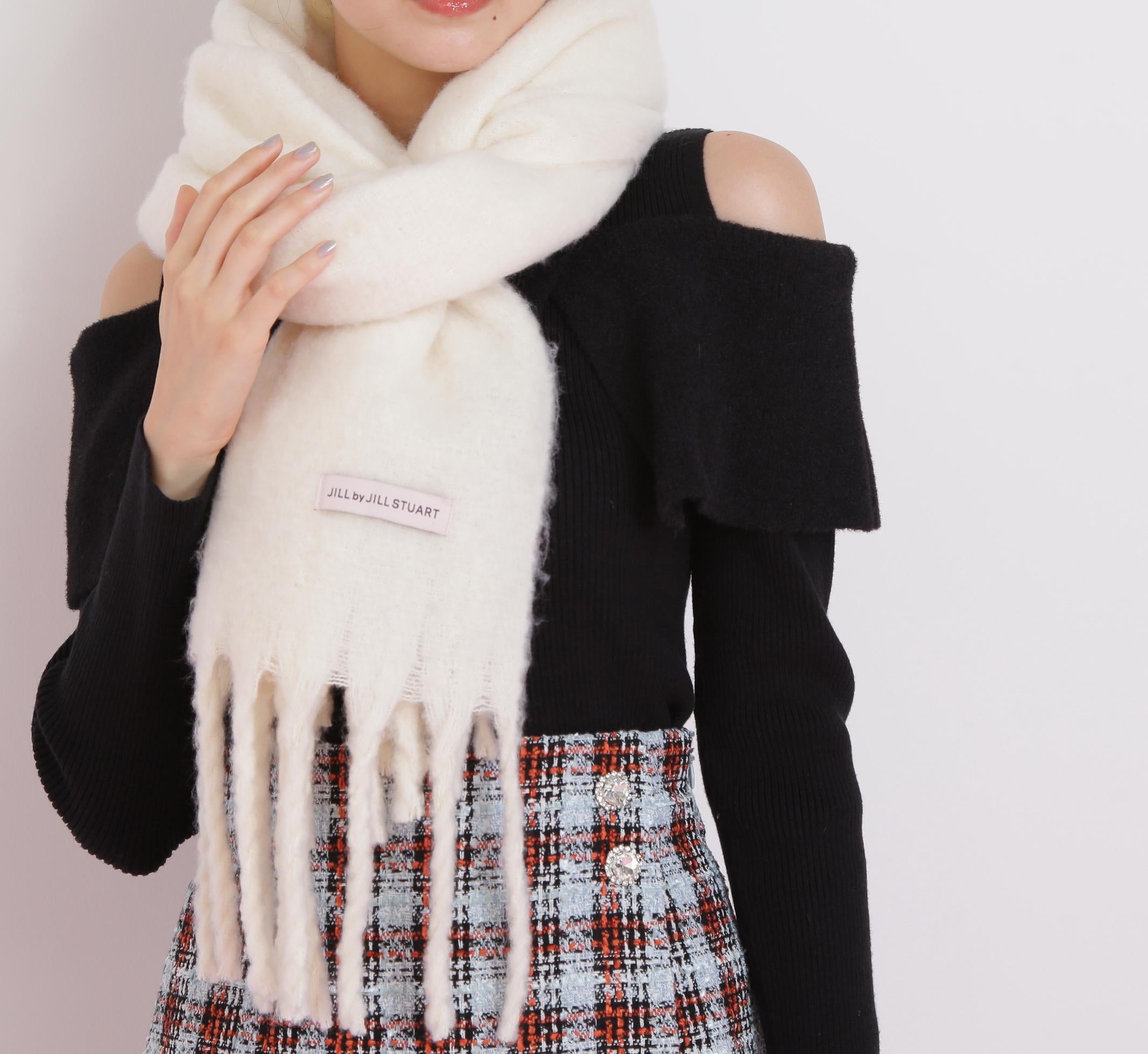 ループヤーンフラッフィーストール ホワイト