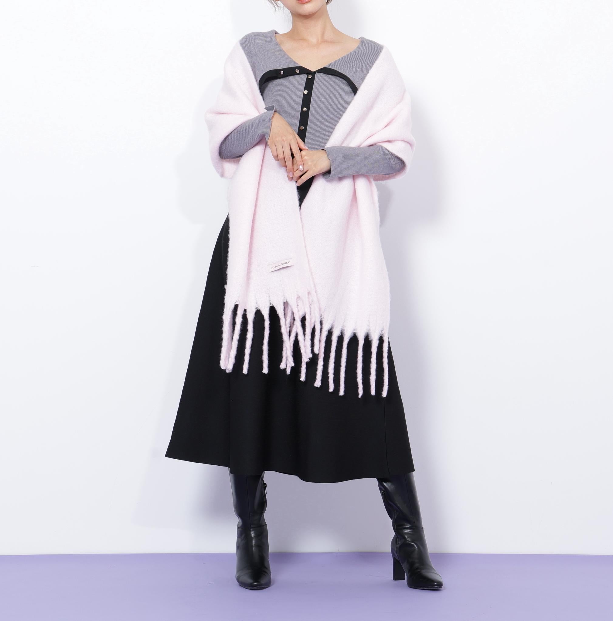 ループヤーンフラッフィーストール ピンク