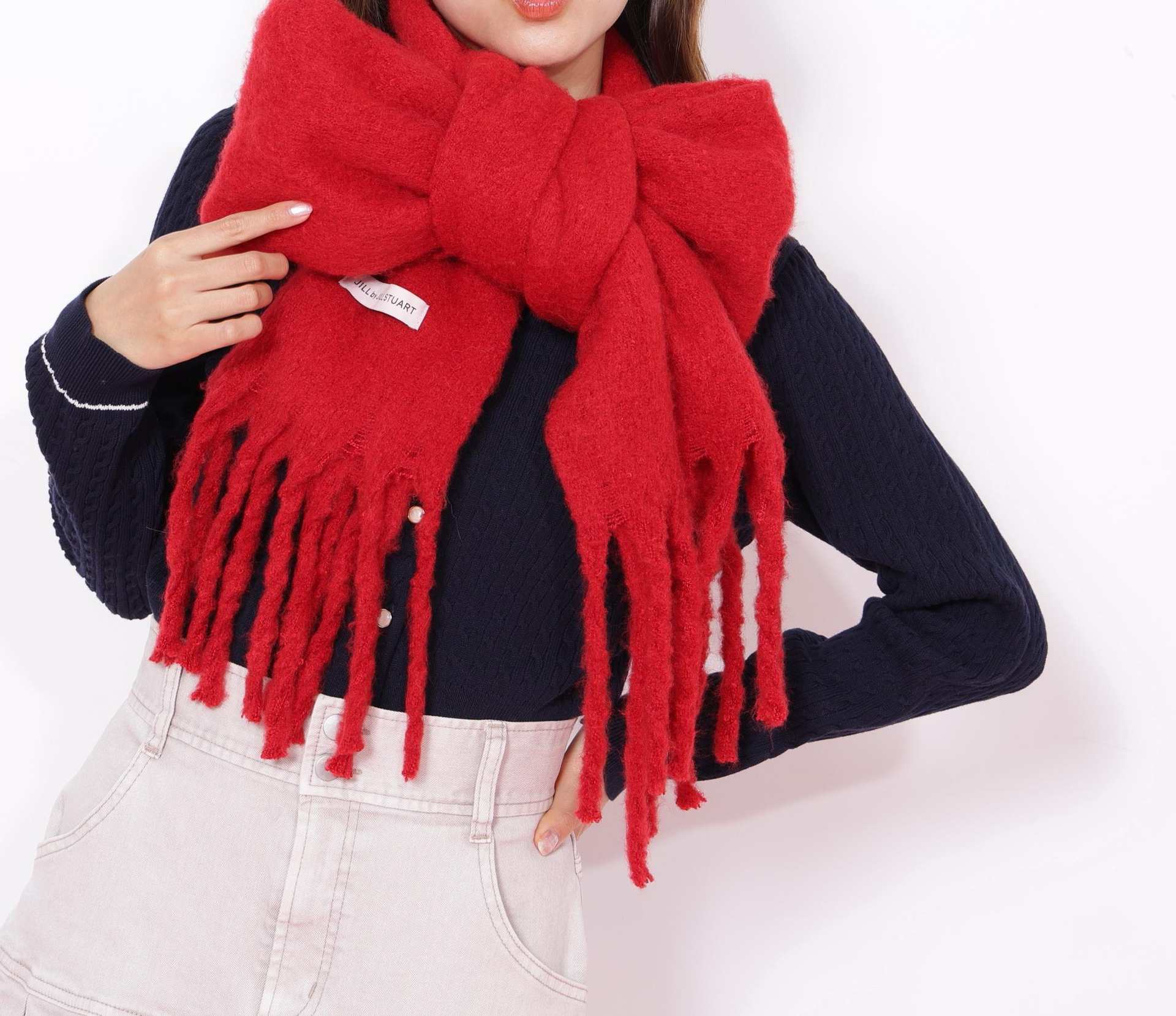 ループヤーンフラッフィーストール レッド