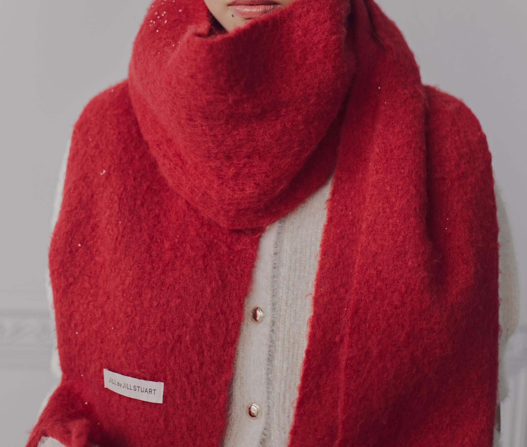 ループヤーンフラッフィーストール レッド