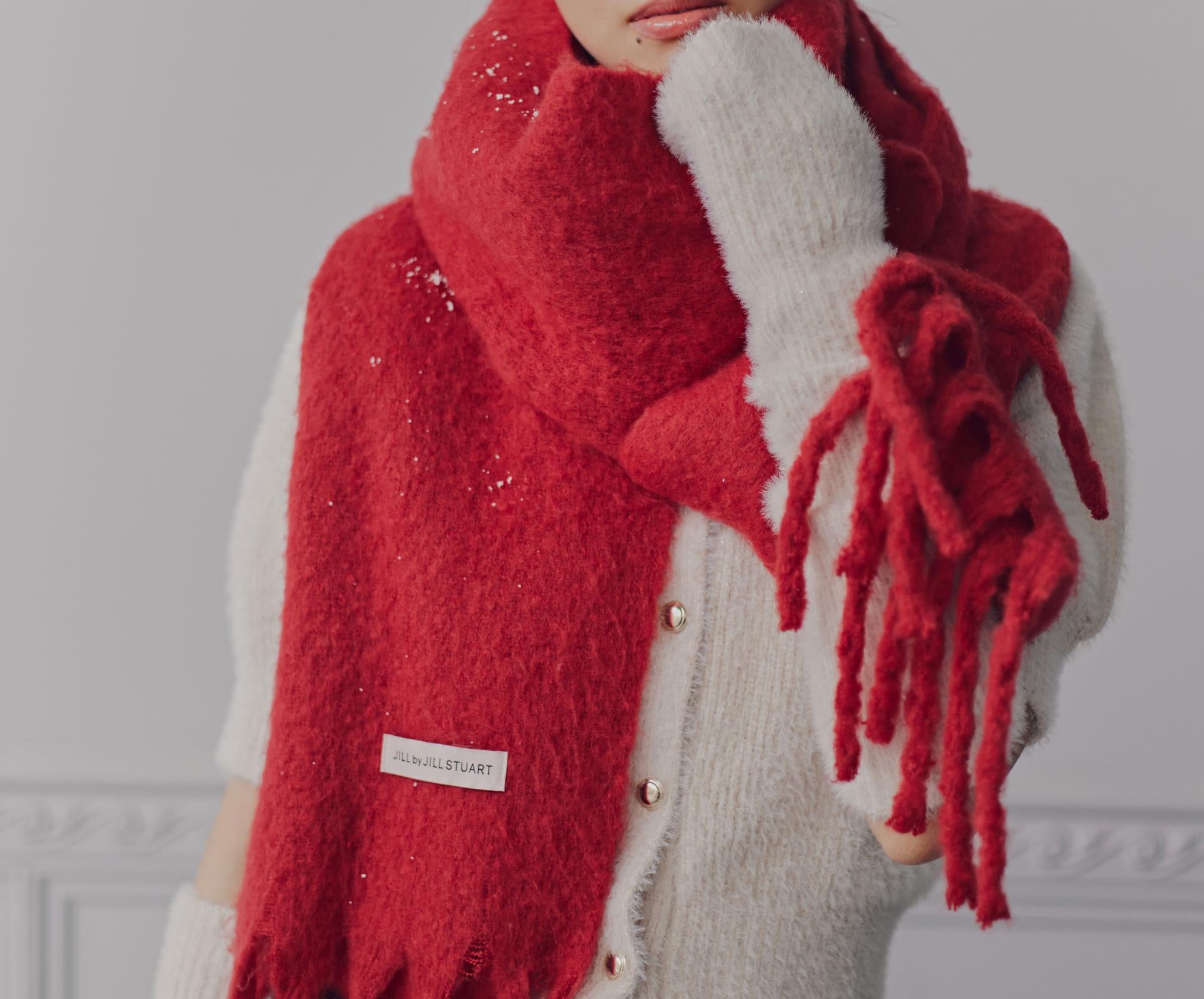 ループヤーンフラッフィーストール レッド