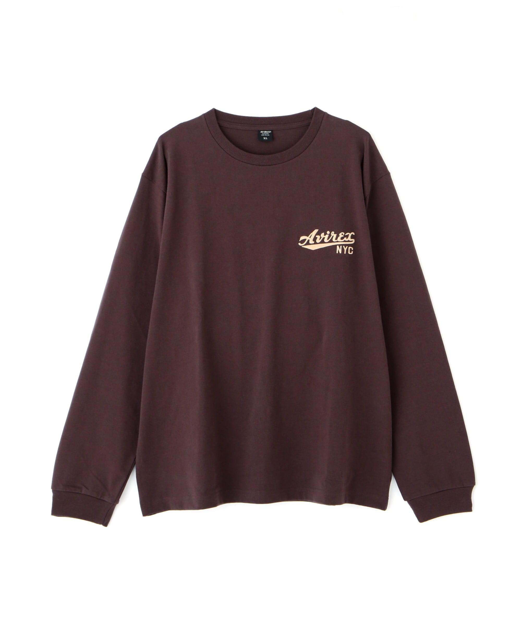 《WER&DEPOT限定》AME>ICAN FLAGS L/S T-SHI>T / アメリカン フラッグス 長袖 Tシャツ / AVI>EX ダークブラウン3