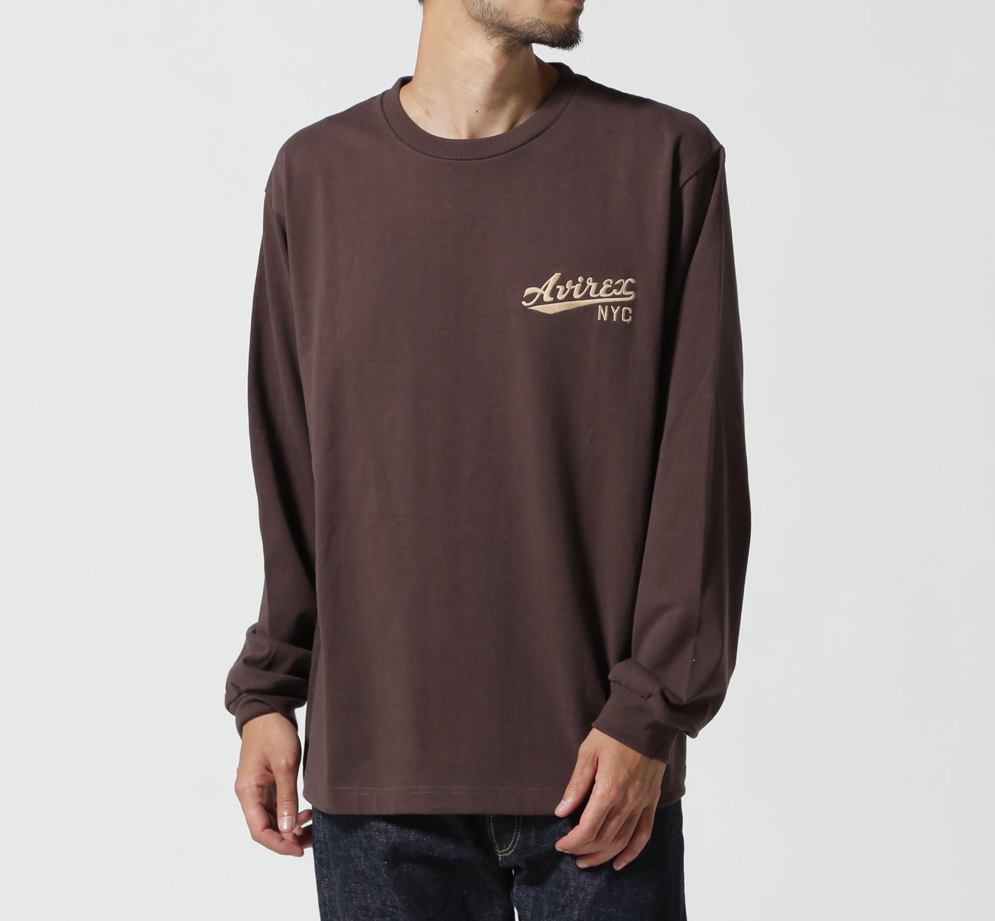 《WER&DEPOT限定》AME>ICAN FLAGS L/S T-SHI>T / アメリカン フラッグス 長袖 Tシャツ / AVI>EX ダークブラウン3