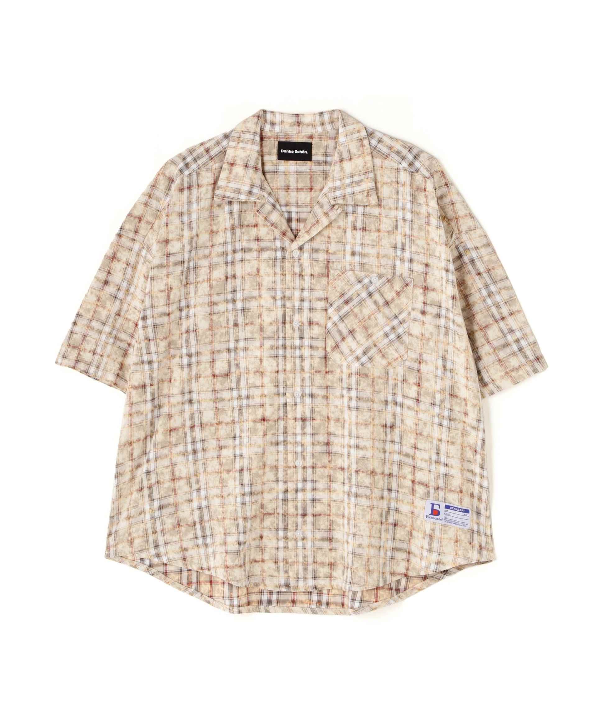 DankeSchon/BLEACH CHECK OPEN COLLAR SHIRTS