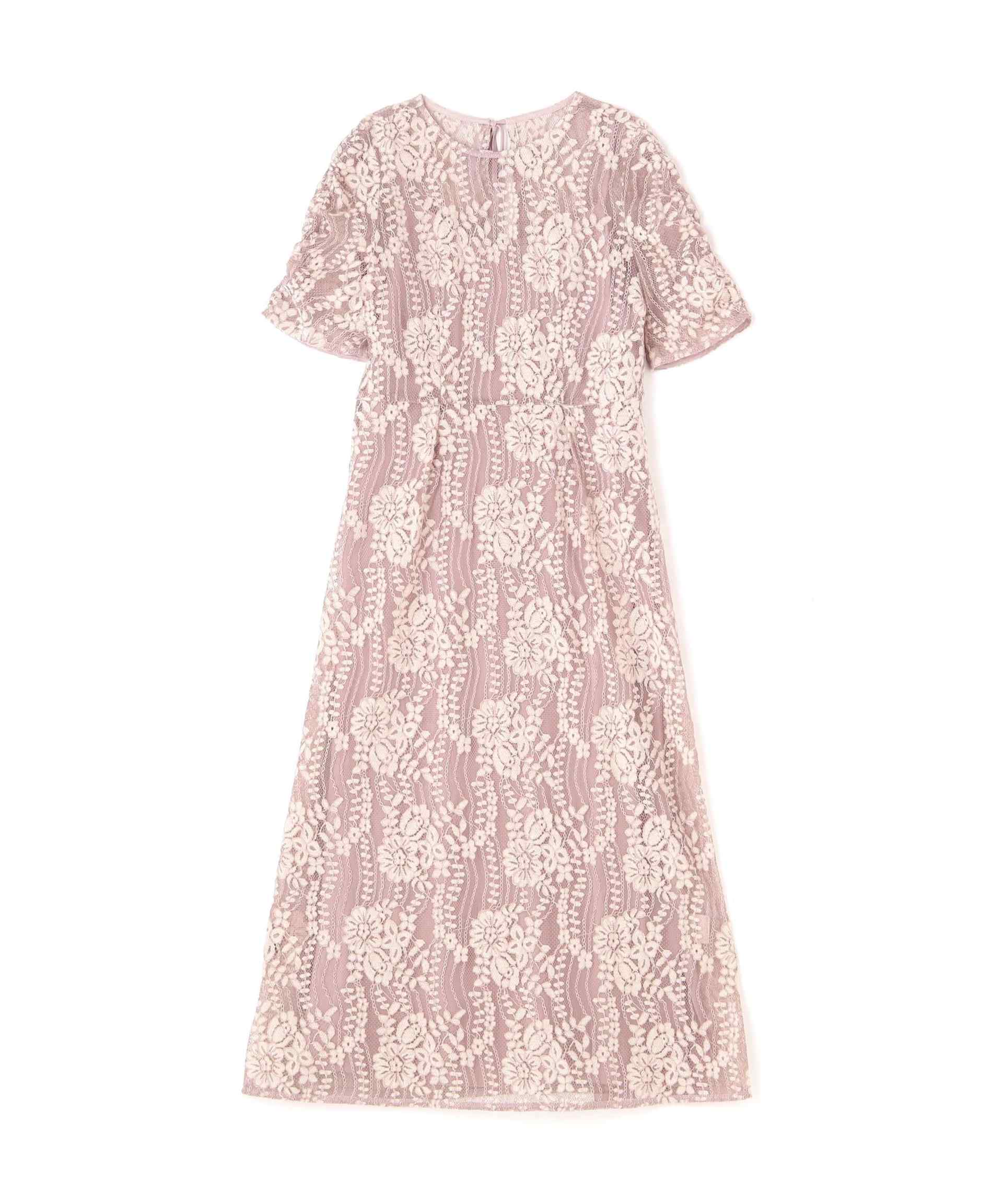 kaene<カエン 配色レースエプロンワンピース ベージュ