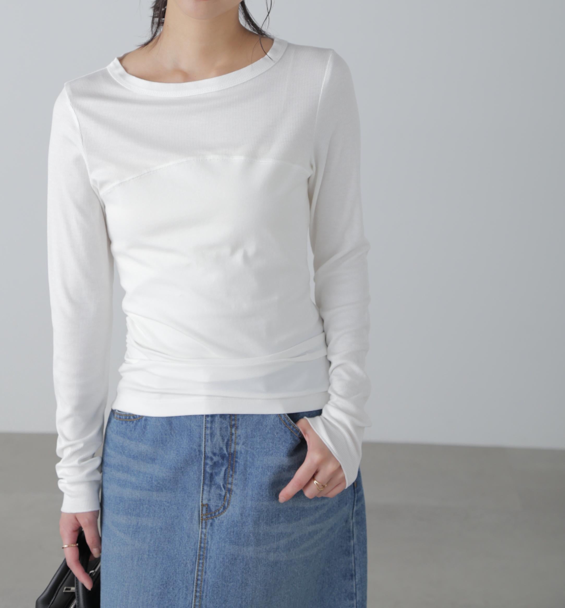 ［MFM］ビスチェドッキングカットソー シロ