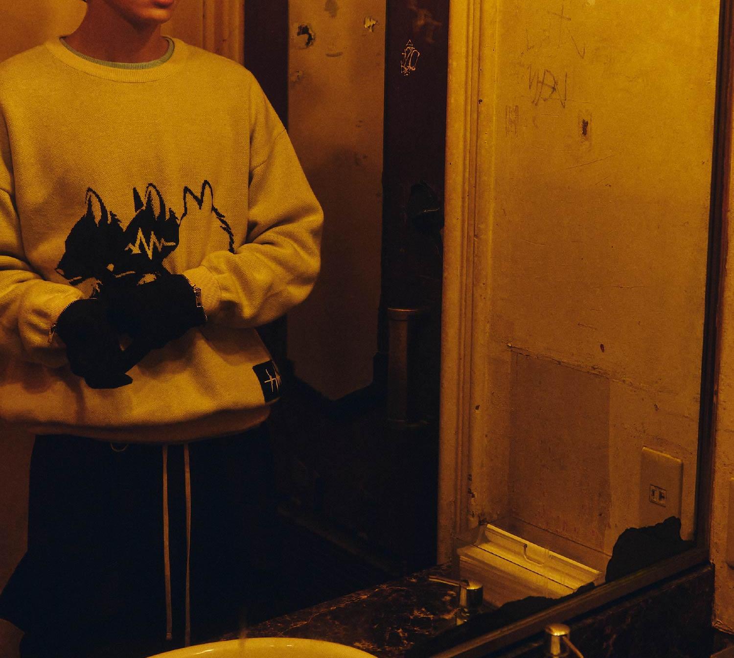 F><13NDS/フレンズ/Wolf M KNIT ベージュ