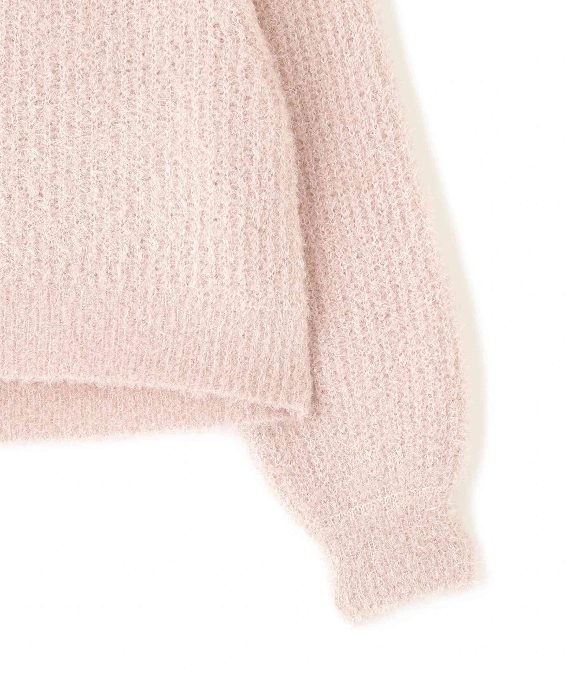 フィルムラメオフショルニット ピンク