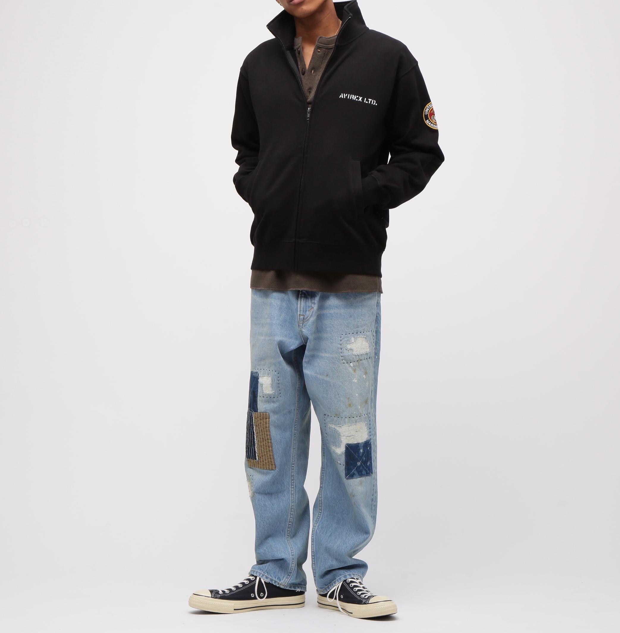 《直営店限定》CAMP LEJEUNE PATCHED STAND ZIP SWEAT ブラック