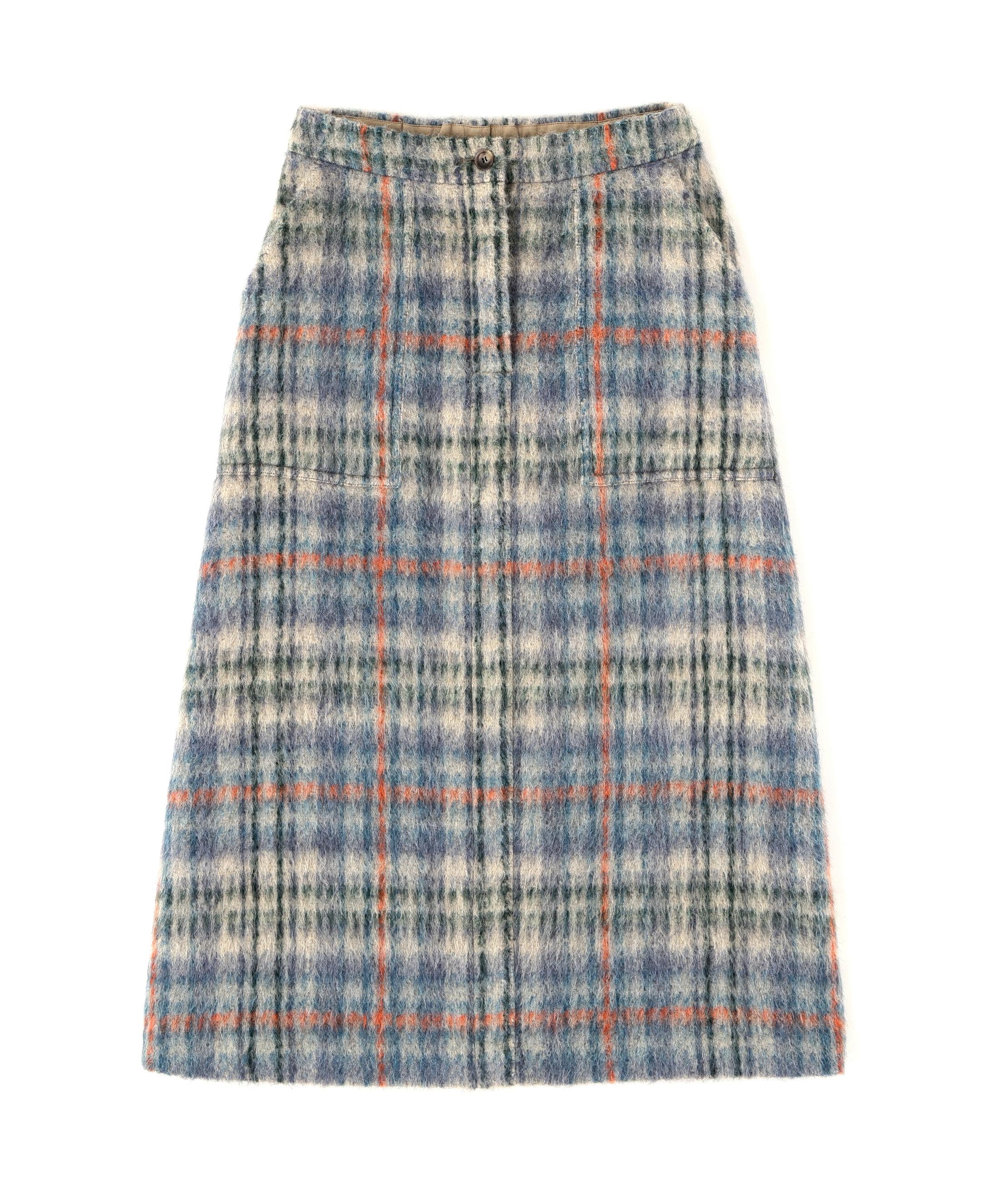 シャギーチェックベイカーＡラインスカート ブルーチェック3