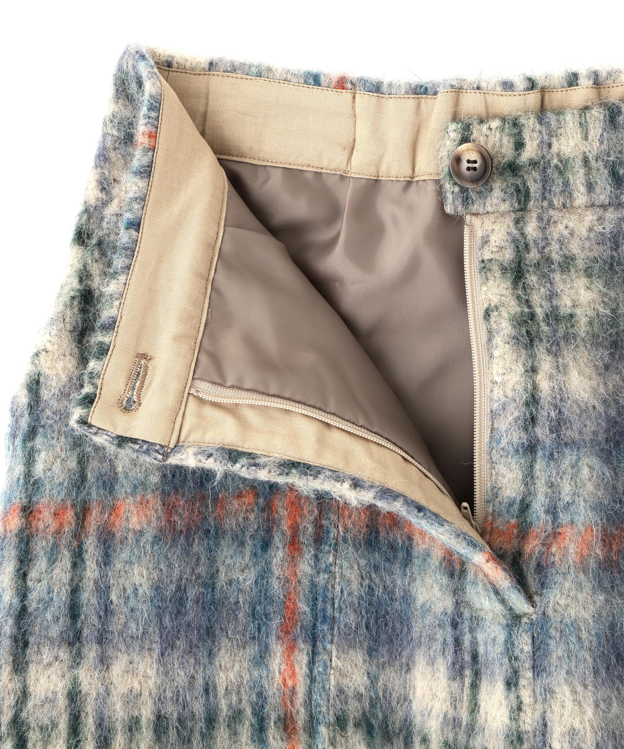 シャギーチェックベイカーＡラインスカート ブルーチェック3