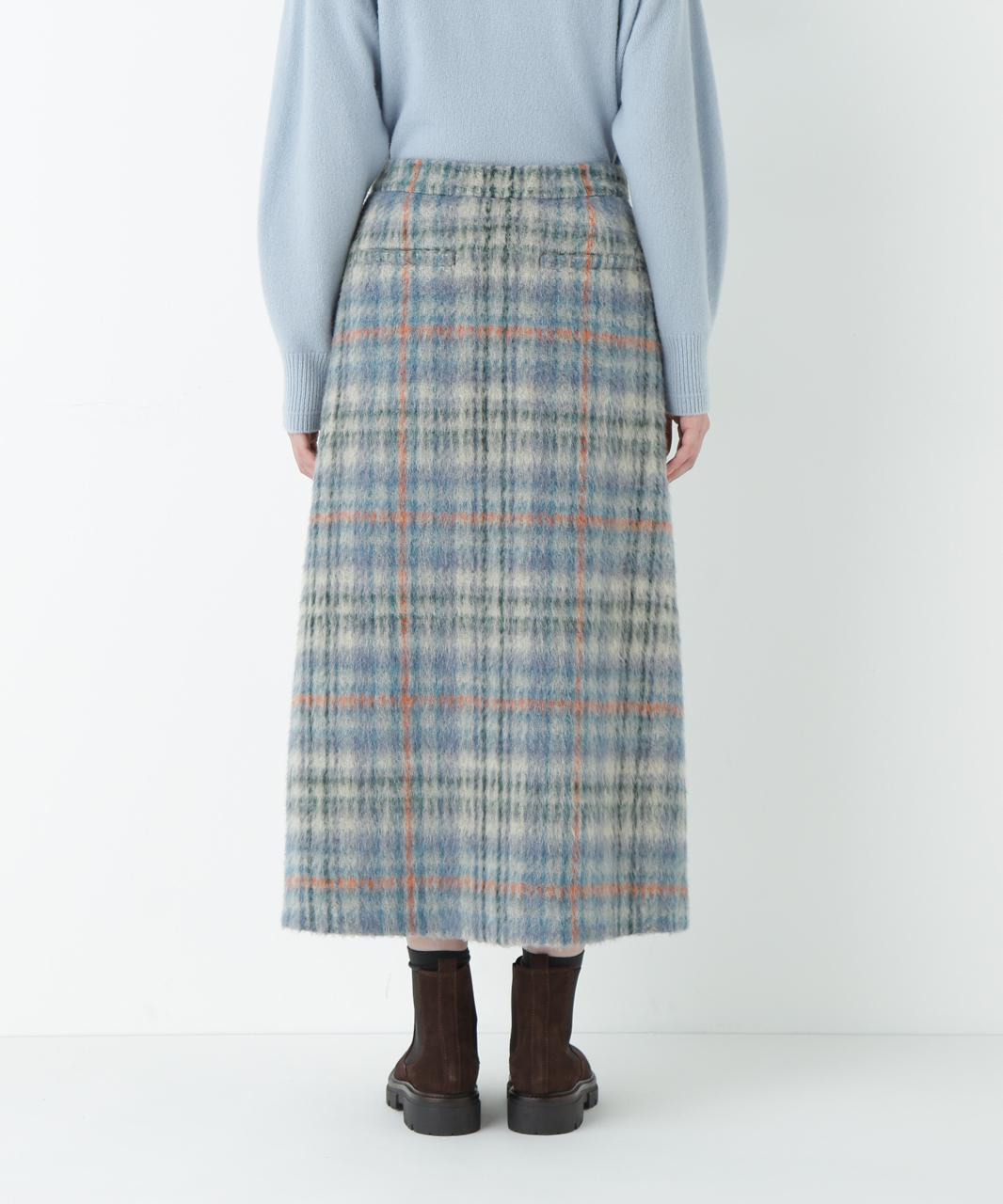 シャギーチェックベイカーＡラインスカート ブルーチェック3