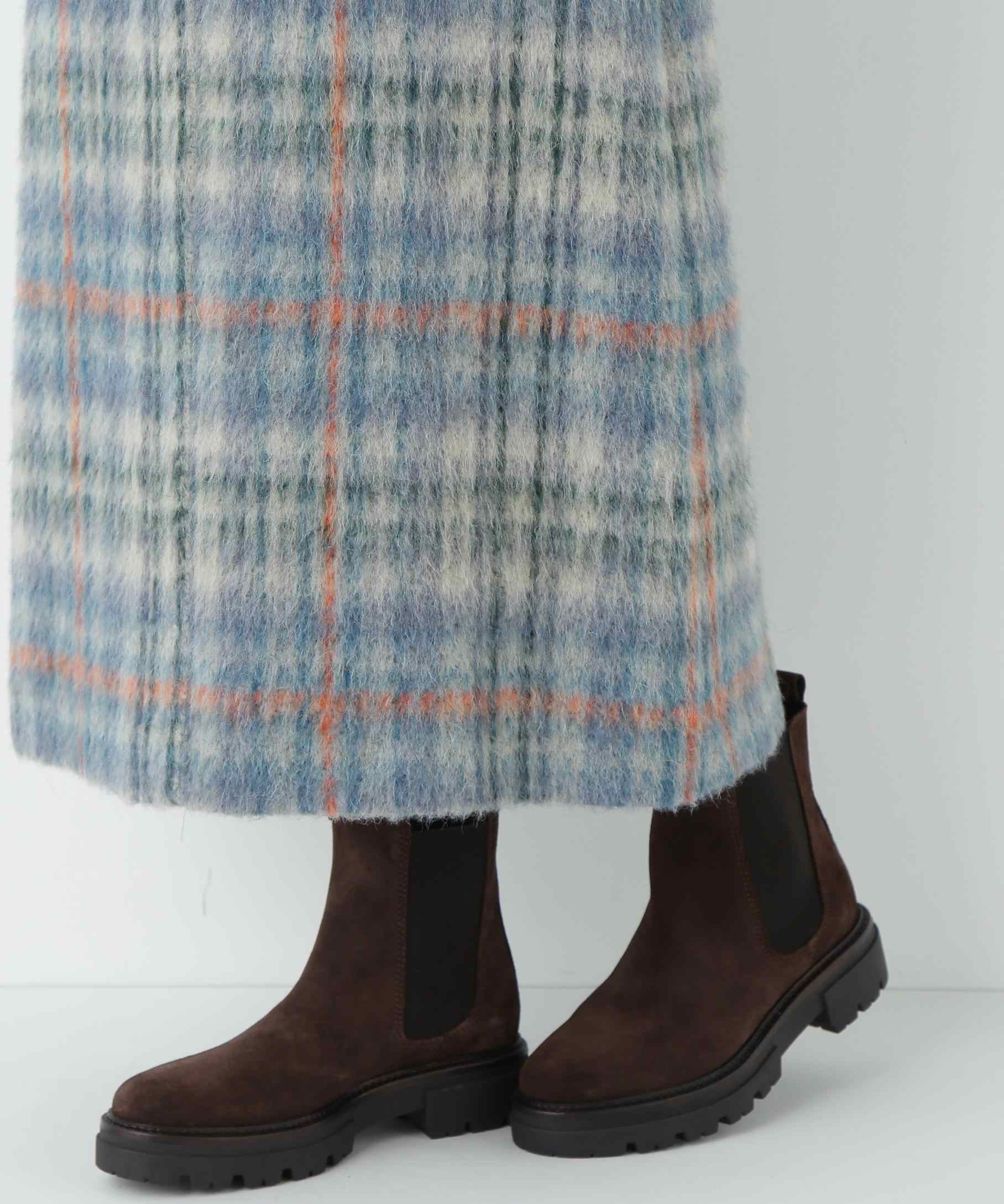 シャギーチェックベイカーＡラインスカート ブルーチェック3