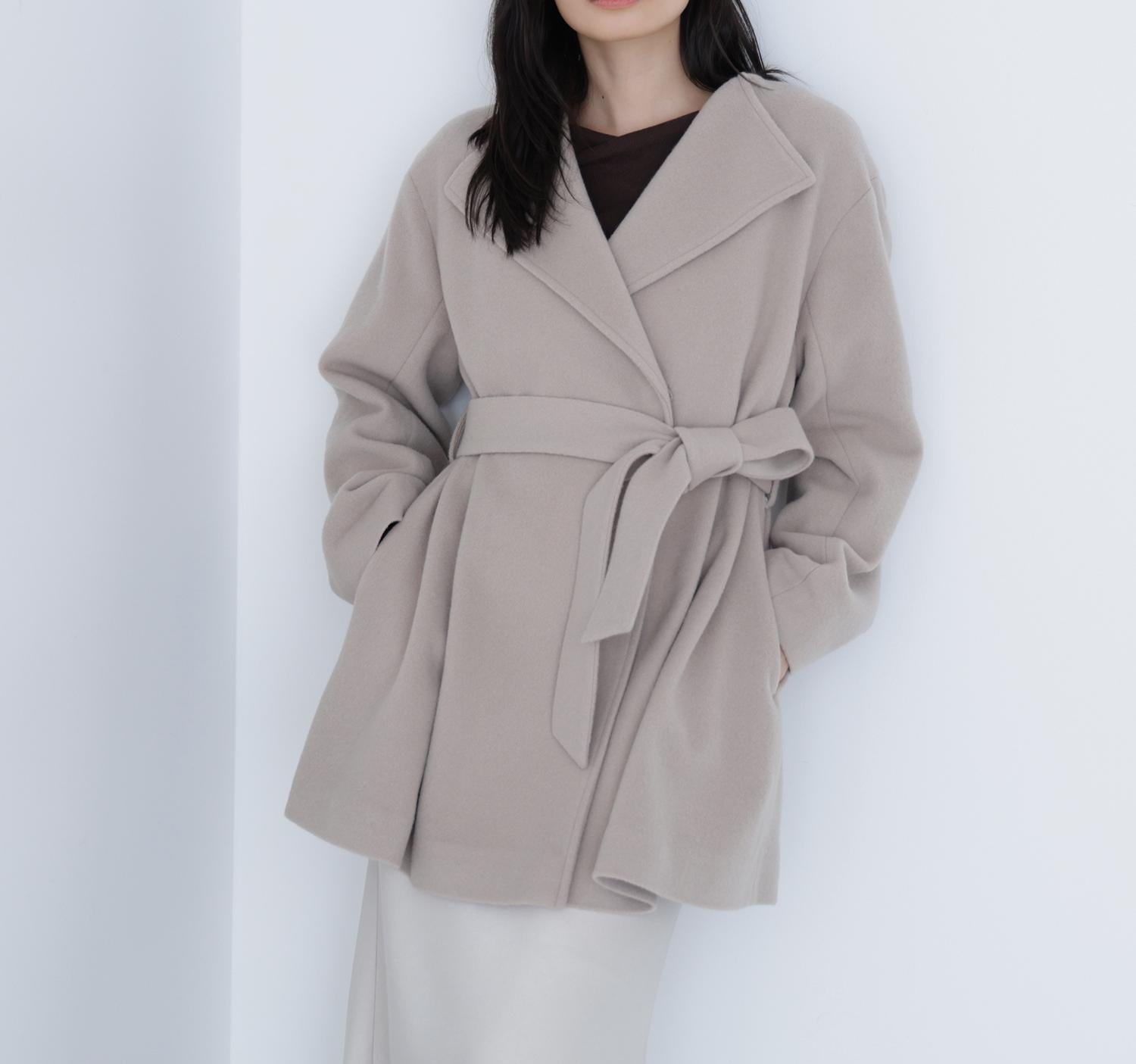 ベルテッドミディコート ベージュ