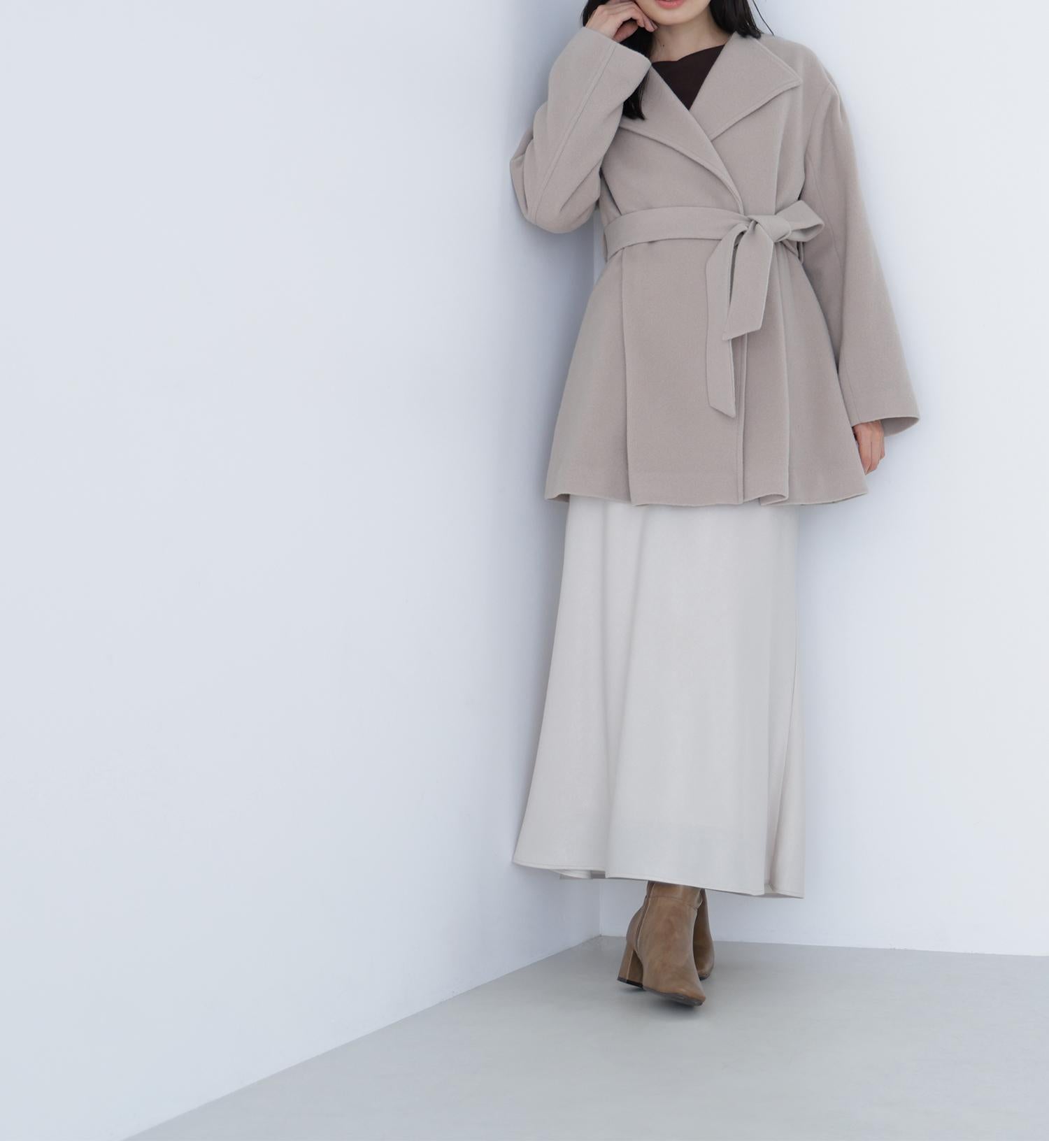 ベルテッドミディコート ベージュ