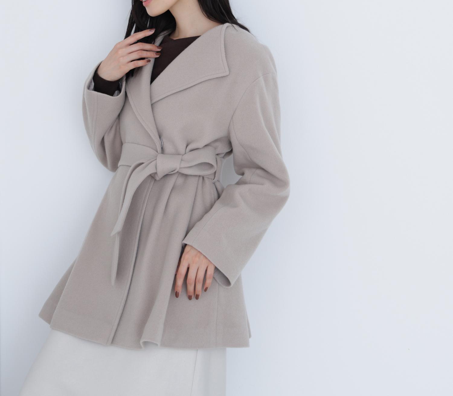 ベルテッドミディコート ベージュ