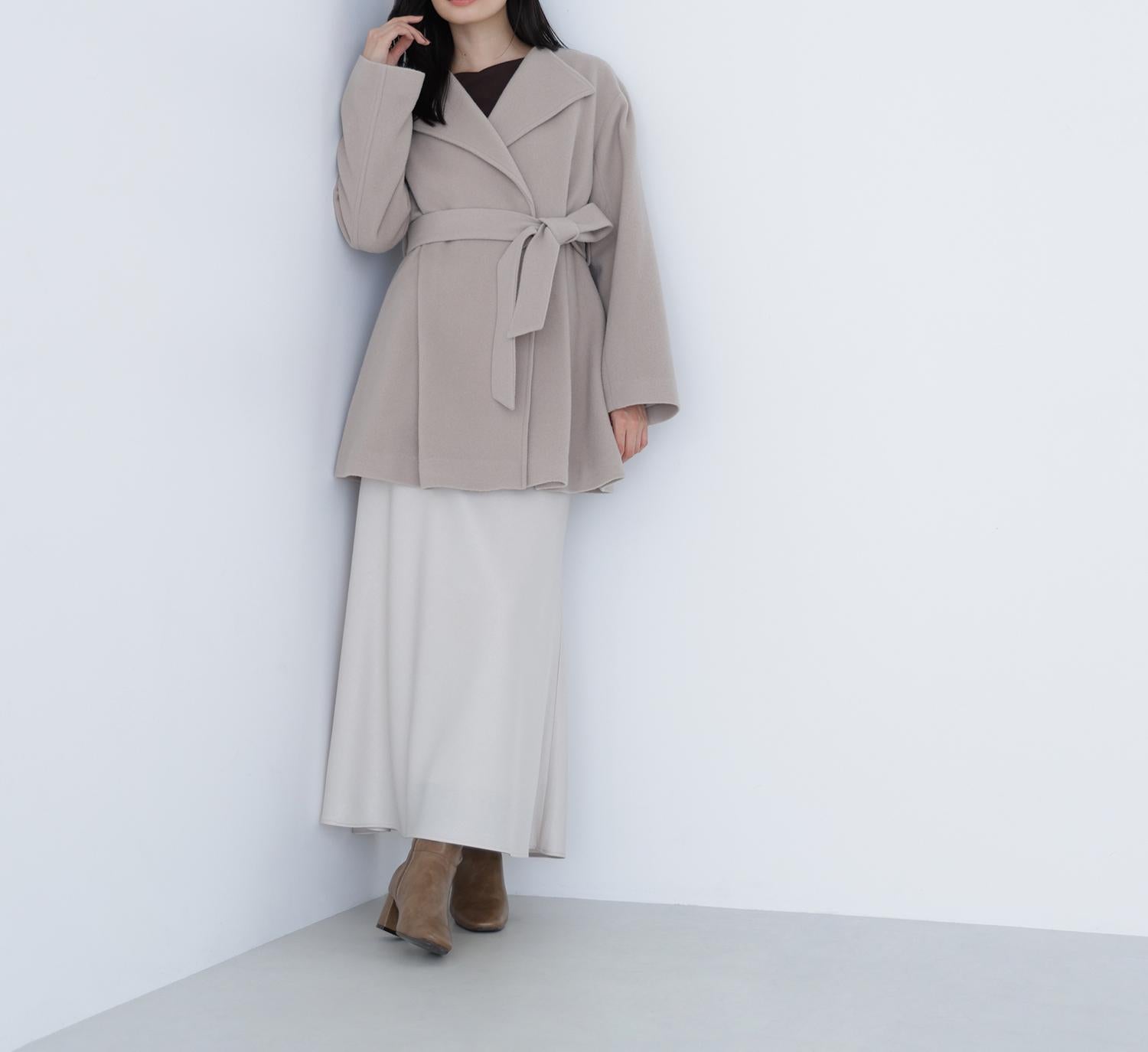 ベルテッドミディコート ベージュ