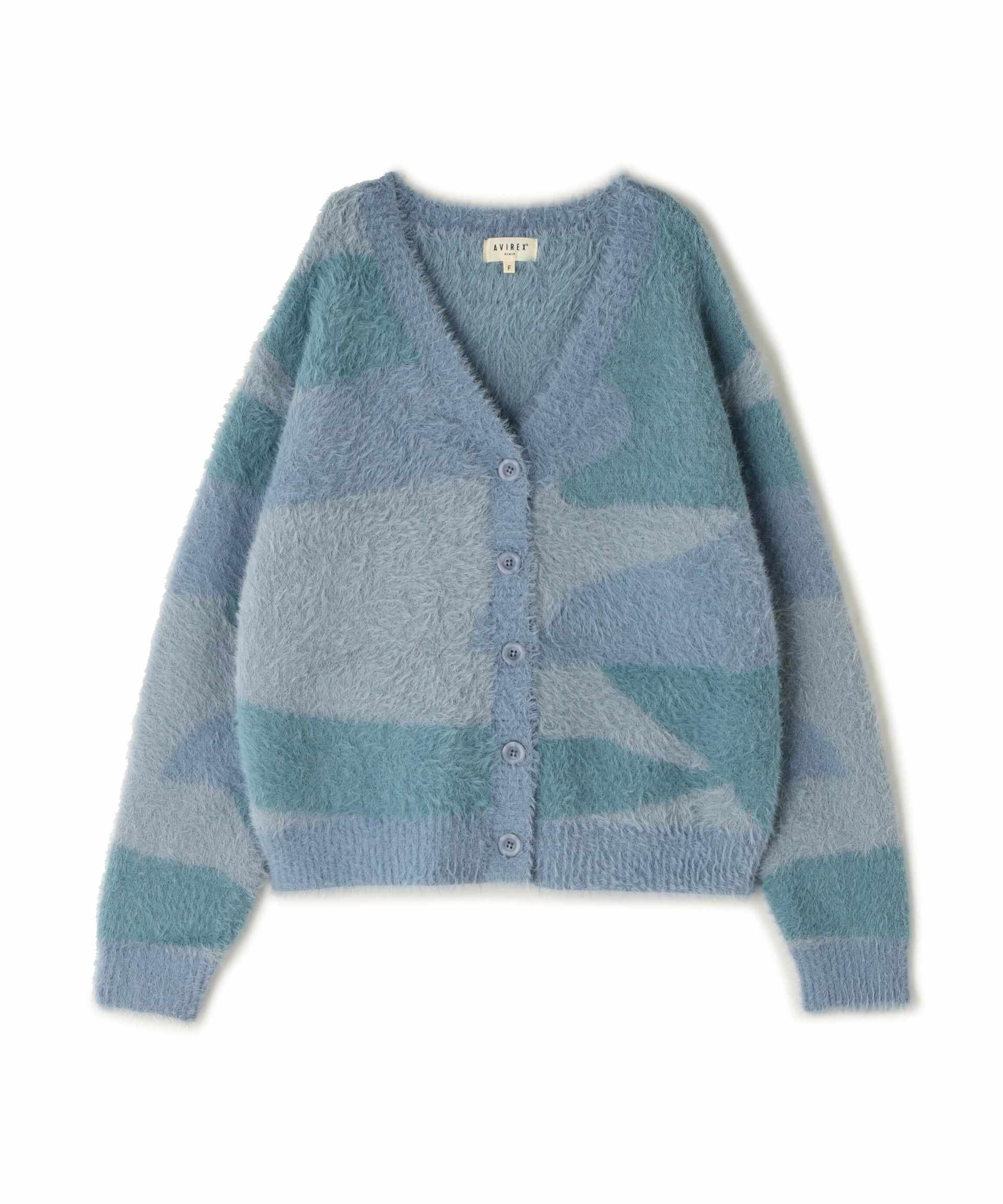 《直営店限定》SHAGGY KNIT CA>DIGAN/シャギーニットカーディガン ブルーカモ1