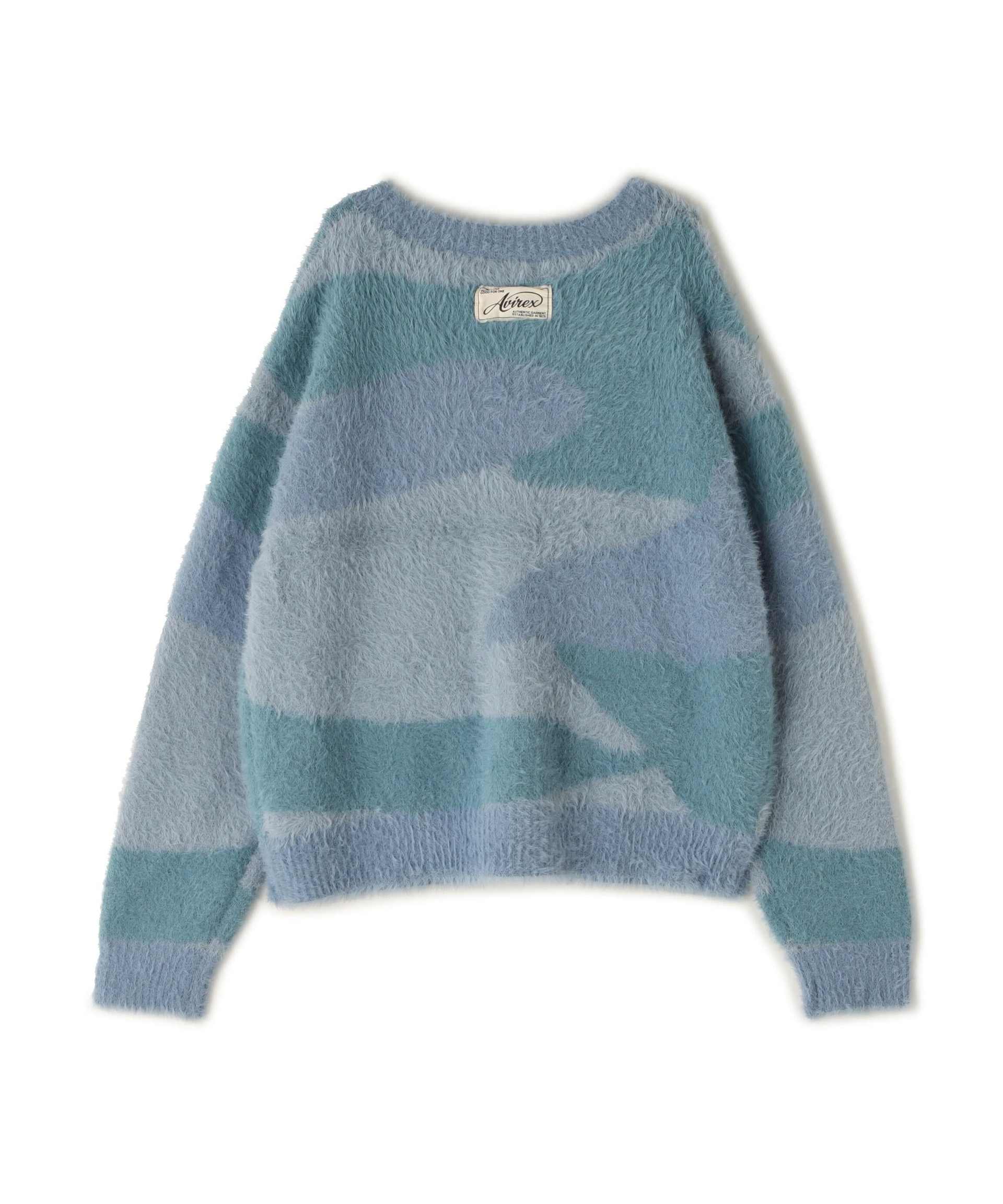 《直営店限定》SHAGGY KNIT CA>DIGAN/シャギーニットカーディガン ブルーカモ1
