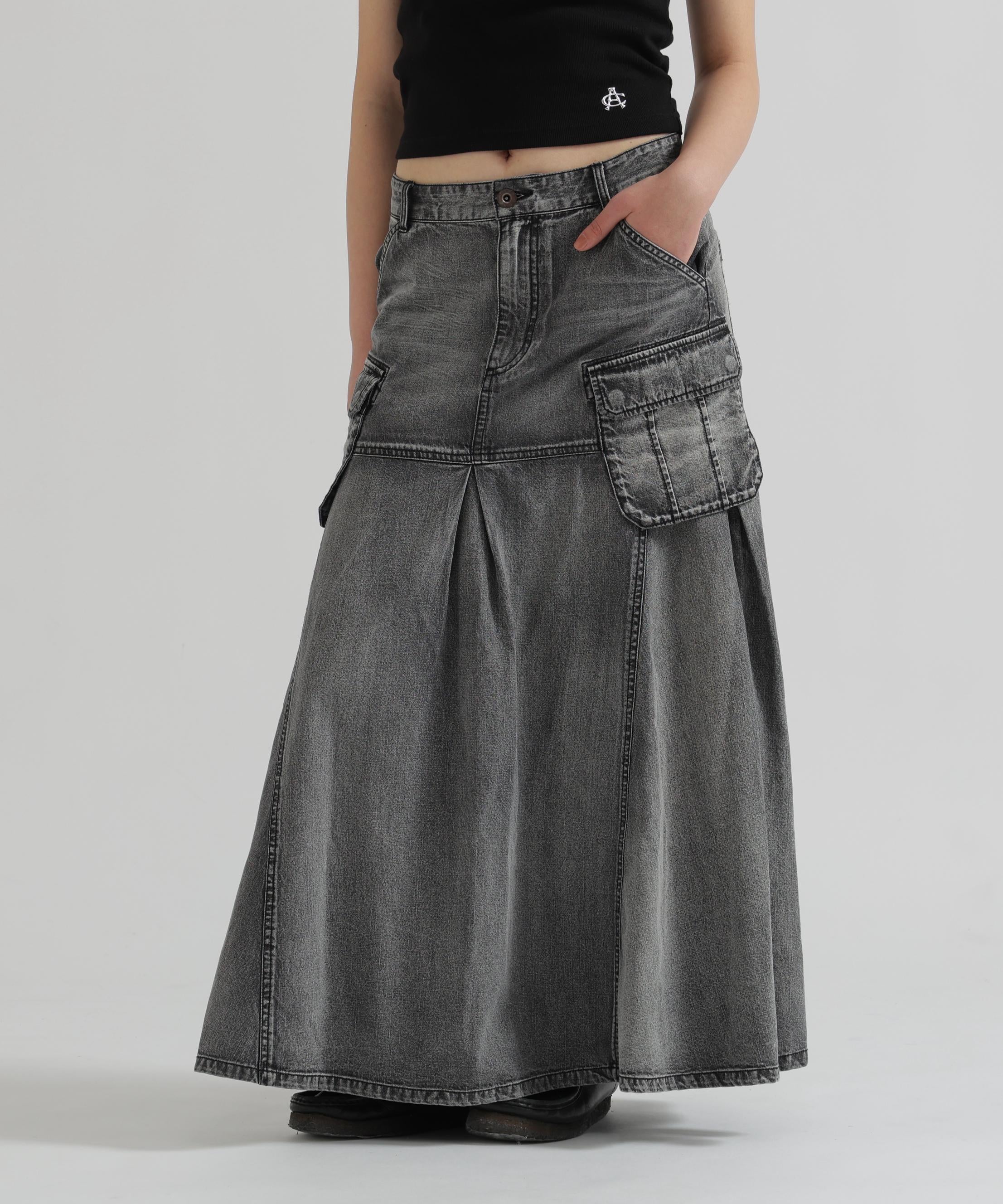 DENIM MERMAID CARGO SKIRT ブラック
