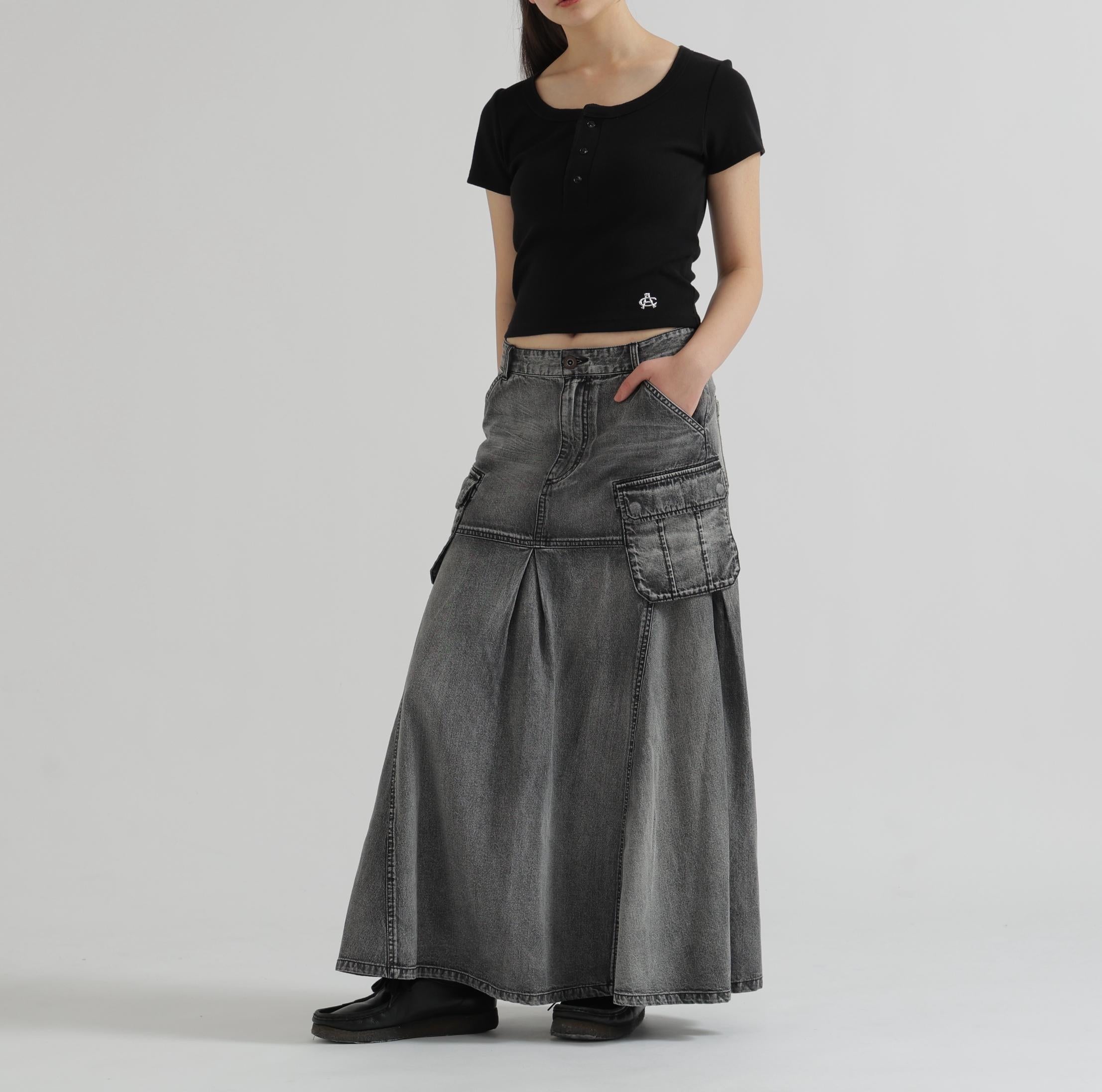 DENIM MERMAID CARGO SKIRT ブラック