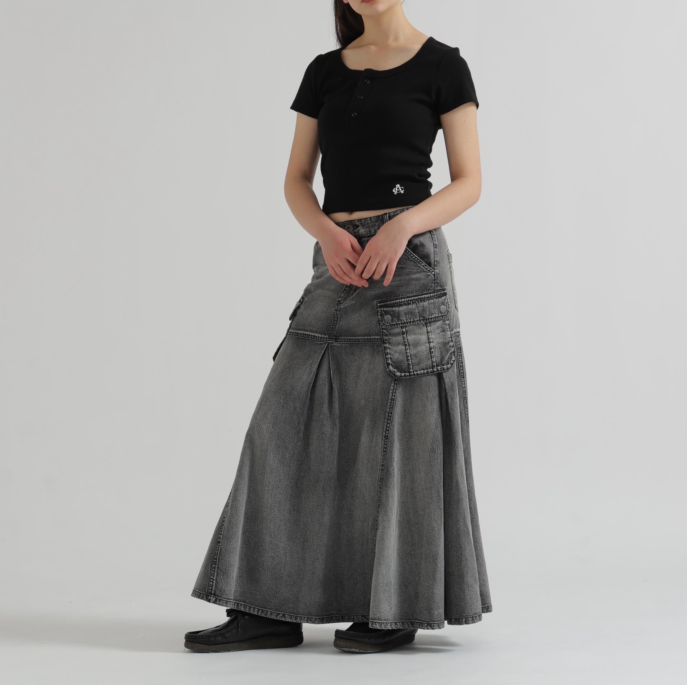 DENIM MERMAID CARGO SKIRT ブラック