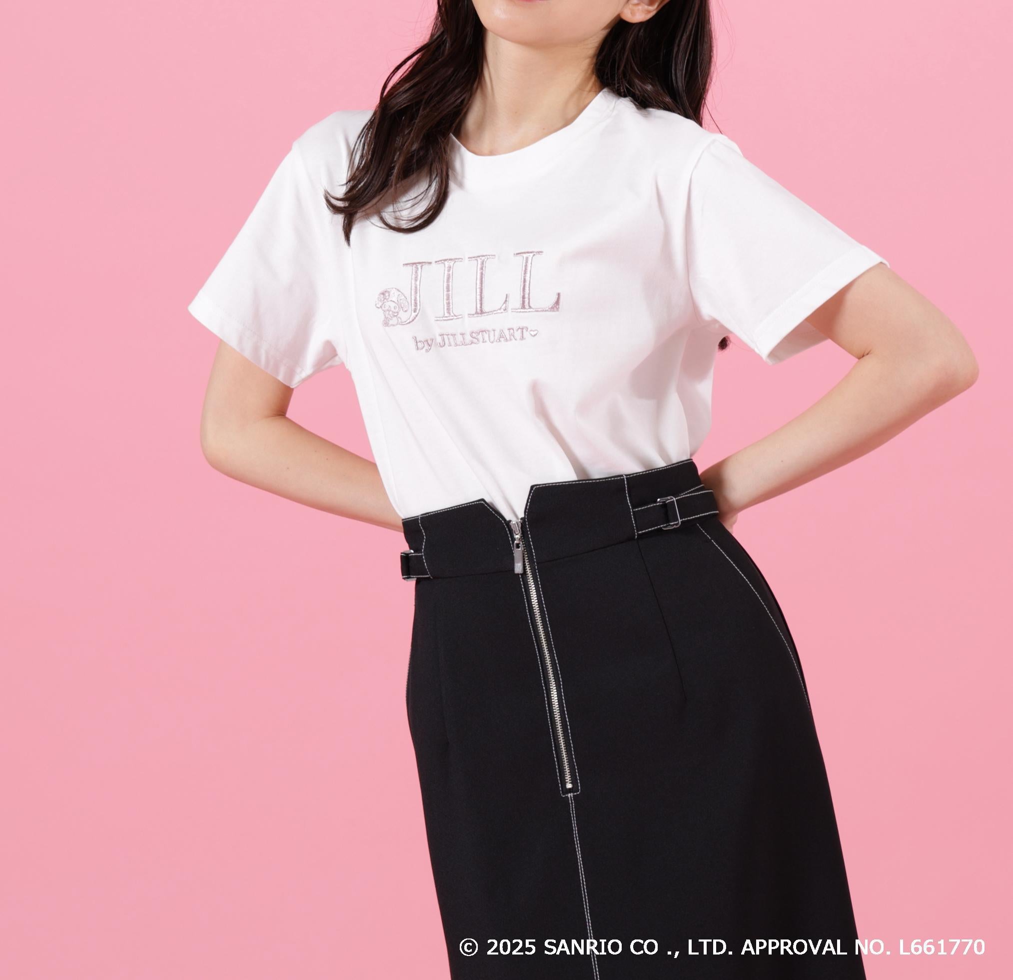 ＜マイメロディ＆クロミコラボ＞オーガニックコットン刺繍ロゴTシャツ ホワイト