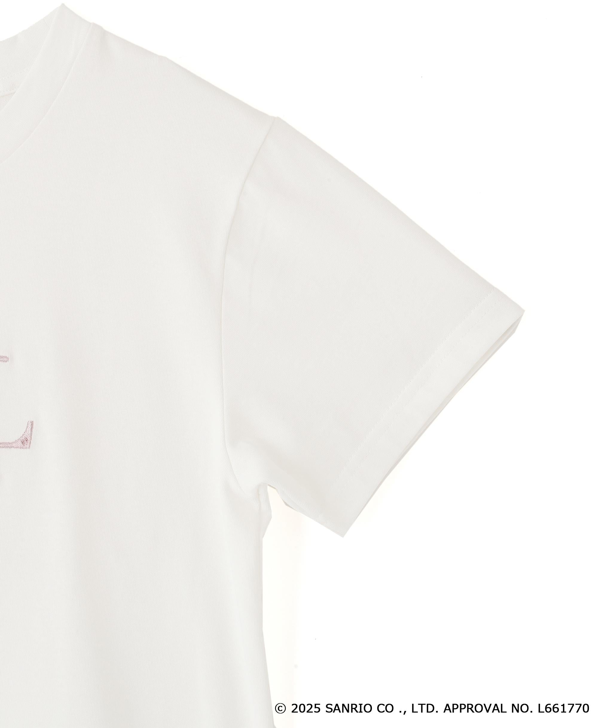 ＜マイメロディ＆クロミコラボ＞オーガニックコットン刺繍ロゴTシャツ ホワイト